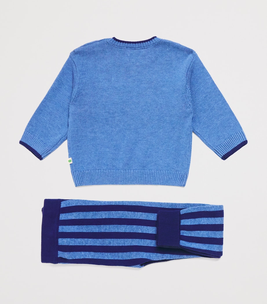 the bonnie mob Apple Knit Sweater and Leggings Set (0-24 Months) Dusty Blue Image 2