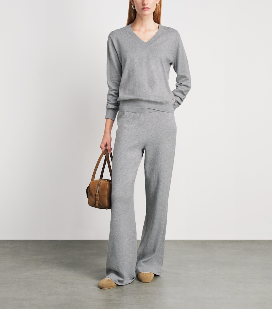 ÉTERNE Womens Cotton-Cashmere Lennox Sweater Grey Image 2
