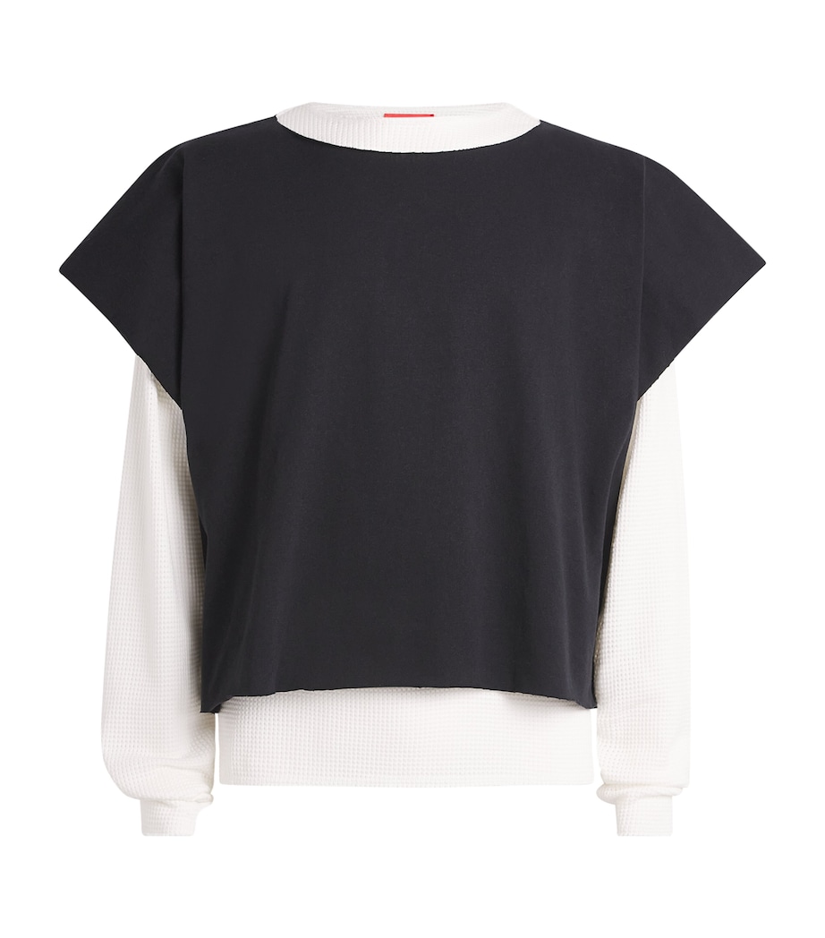 Double-Layer Distressed T-Shirt BLACK/SALT WHITE Image 1