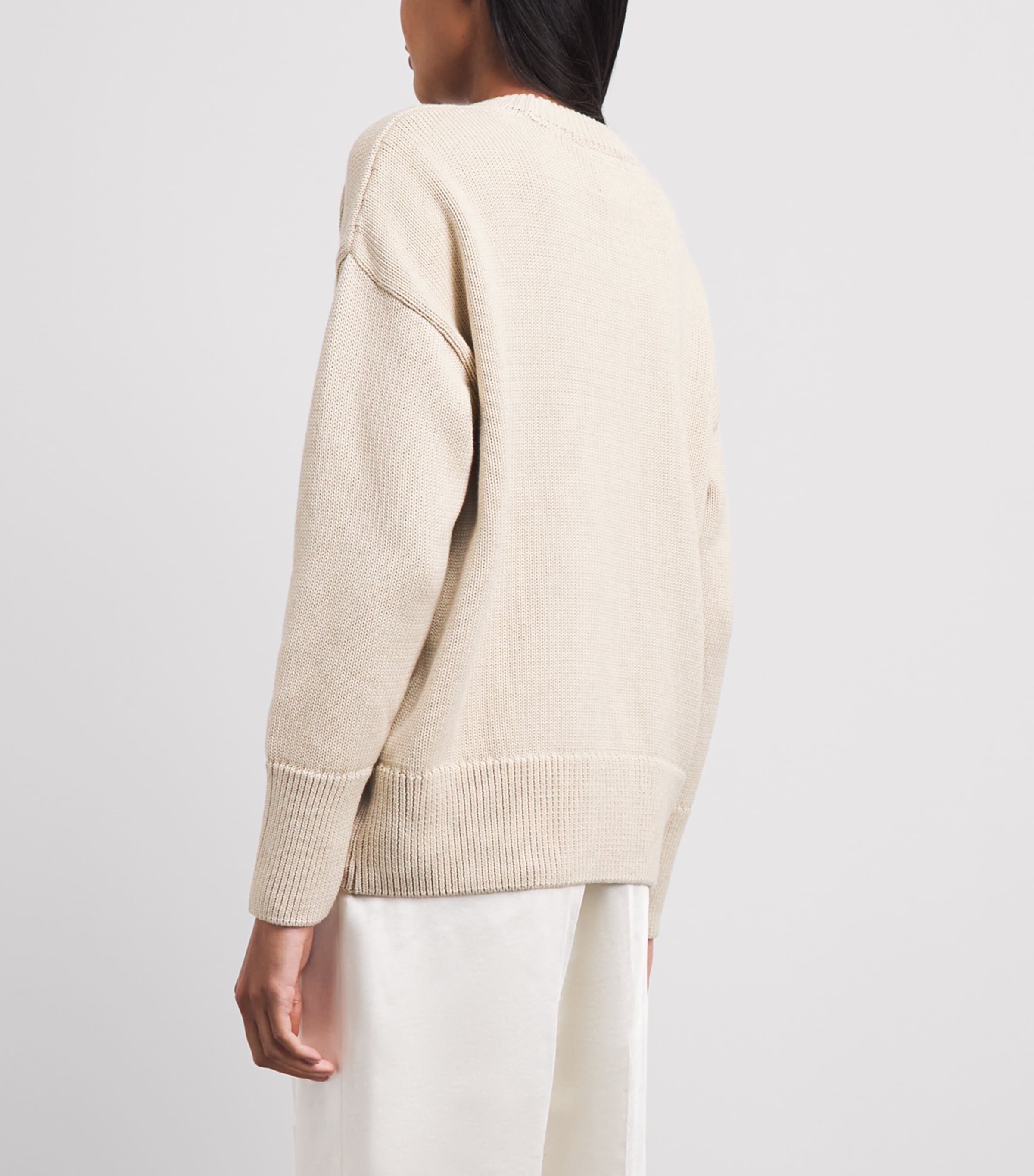 With Nothing Underneath Womens Cotton Cornwall Sweater Oatmeal Image 5