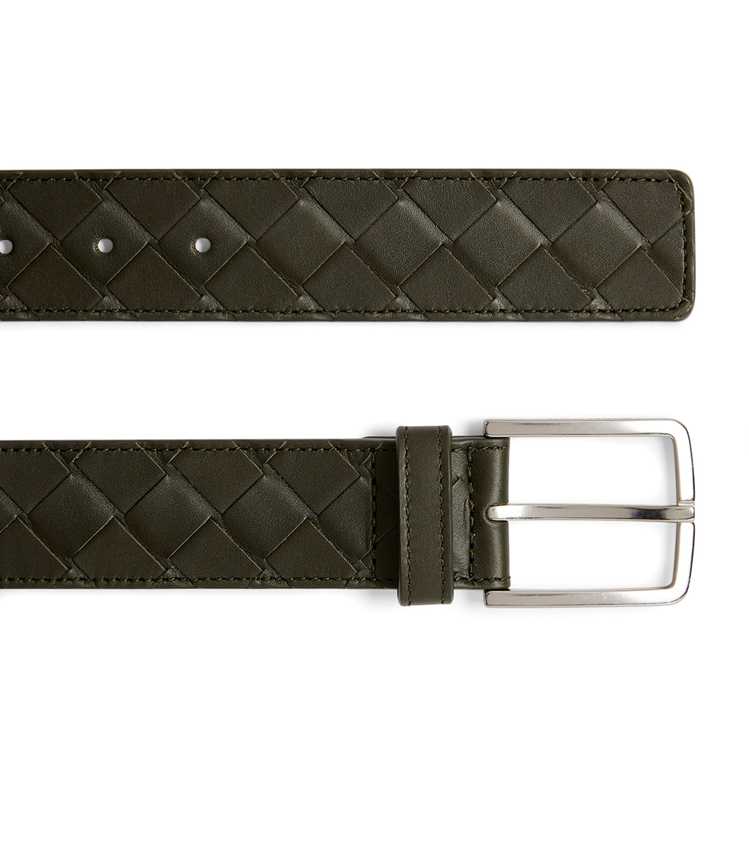 Leather Intrecciato Belt CAMPING-SILVER Image 2