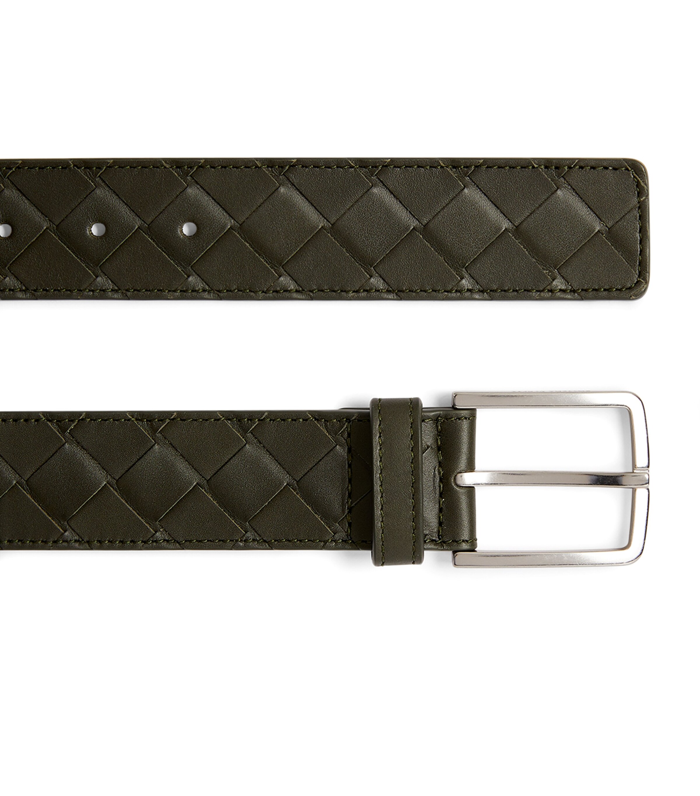 Bottega Veneta Vibrant Green Belt with Silver Buckle Triangle leather belt Bottega Veneta Green size 90 cm in  main image 4