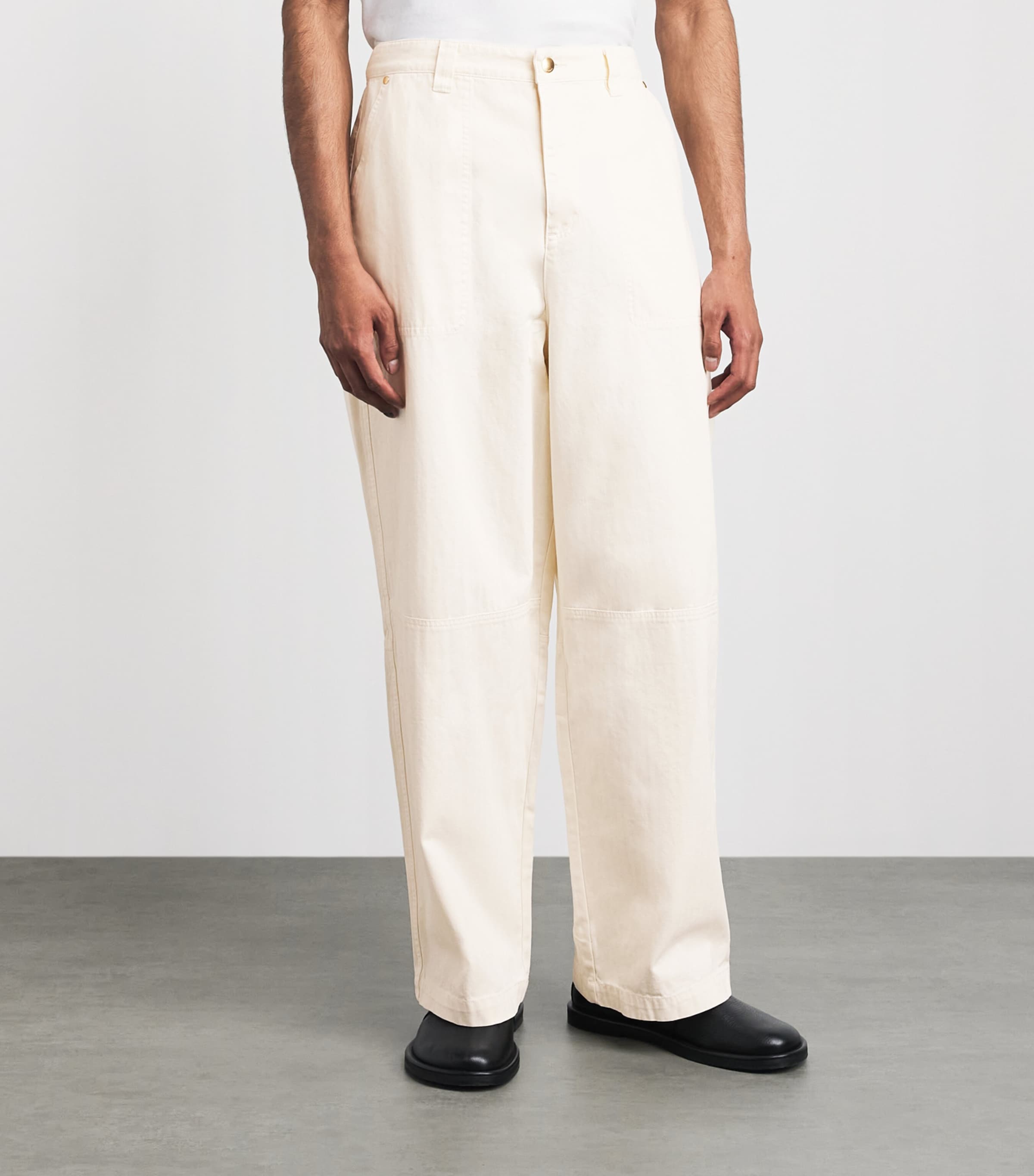 about:blank Mens Cotton Wide-Leg Carpenter Trousers Oat Image 4