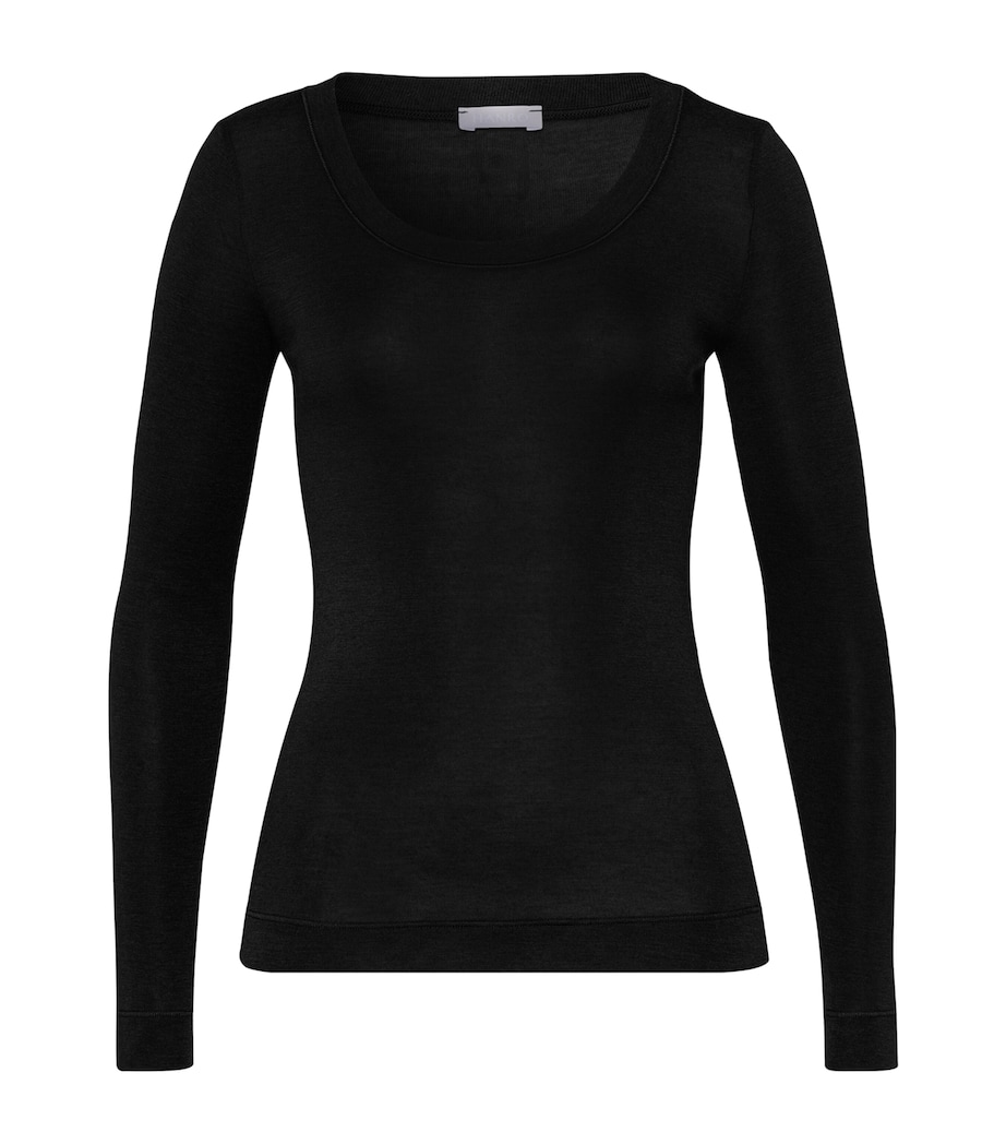 Silk-Cashmere Long-Sleeve Top BLACK Image 1