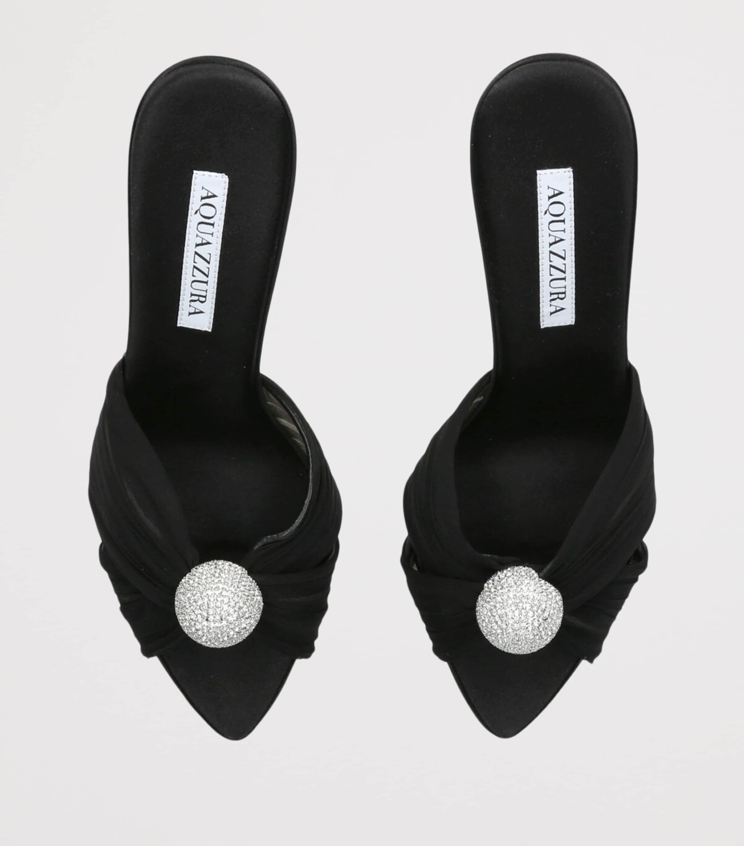 Aquazzura Embellished Mesh Mystery Mules 85 Black Image 4