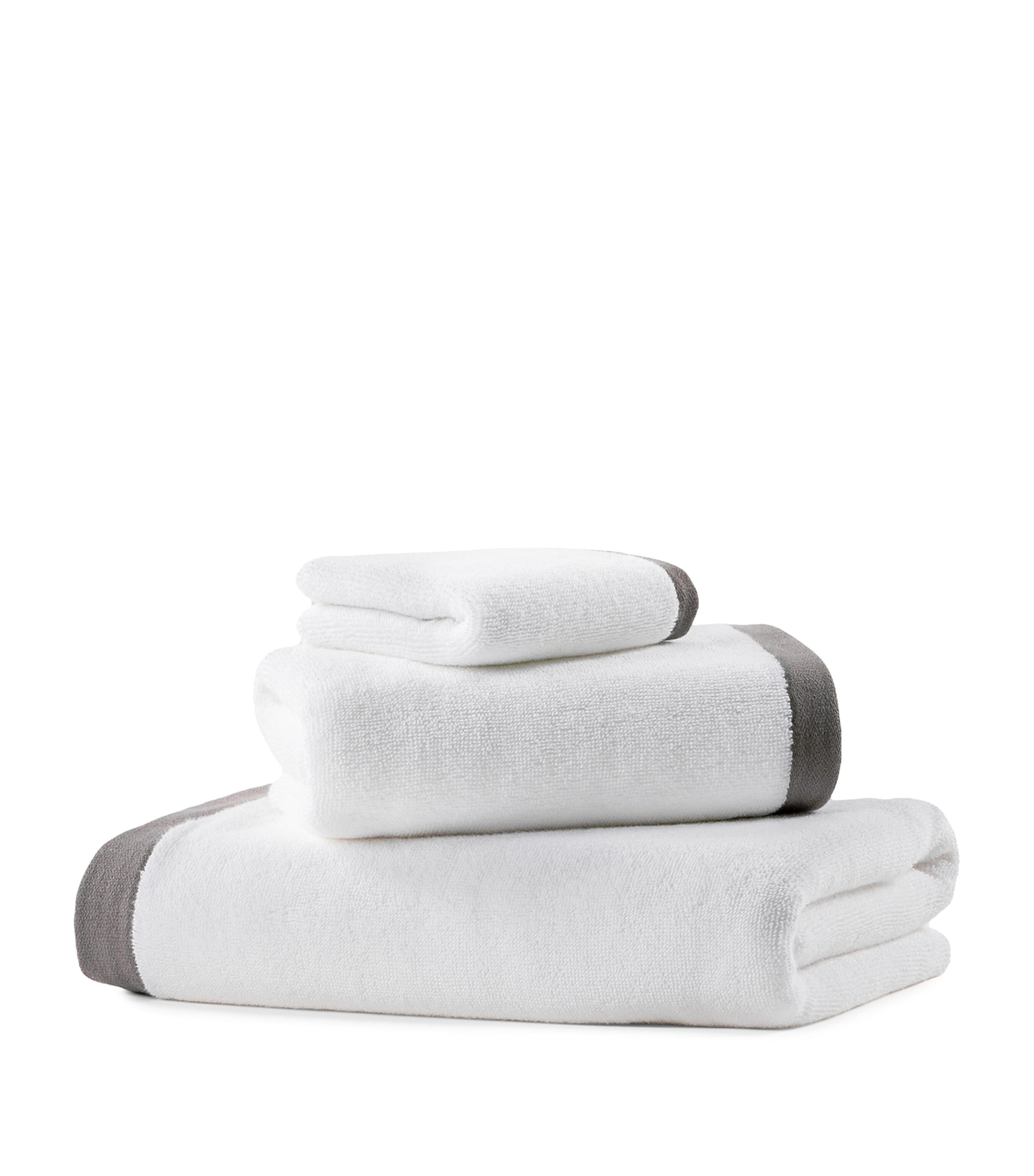 Hamam Organic Cotton Vesta Hand Towel (50cm x 100cm) White/dark Grey Image 1