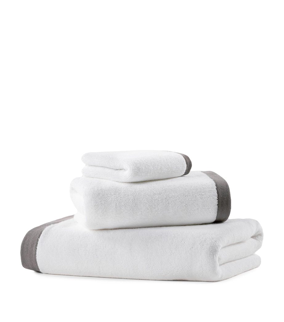 Hamam Organic Cotton Vesta Hand Towel (50cm x 100cm) White/dark Grey Image 1