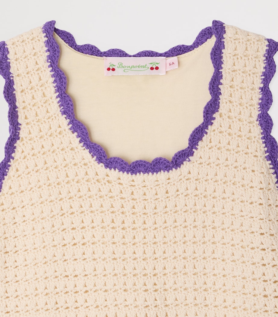 Bonpoint Cotton Crochet Lali Dress (4-8 Years) Ecru Image 3