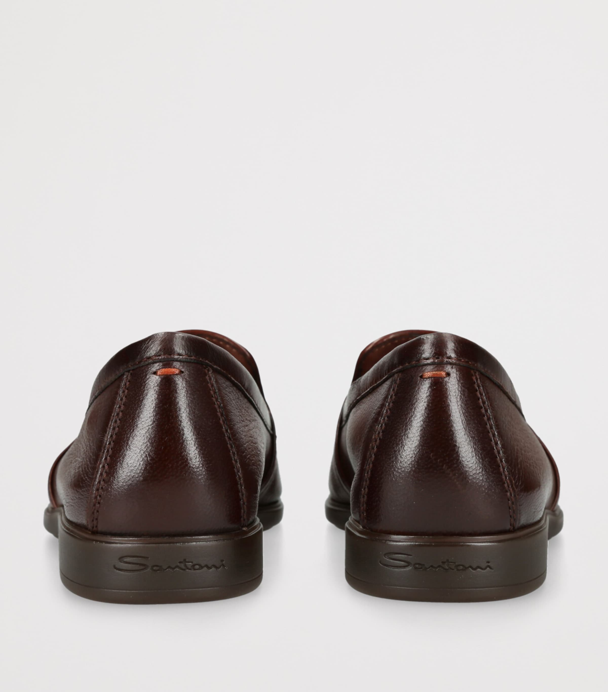 Santoni Leather Malibu Loafers Mid Brown Image 2