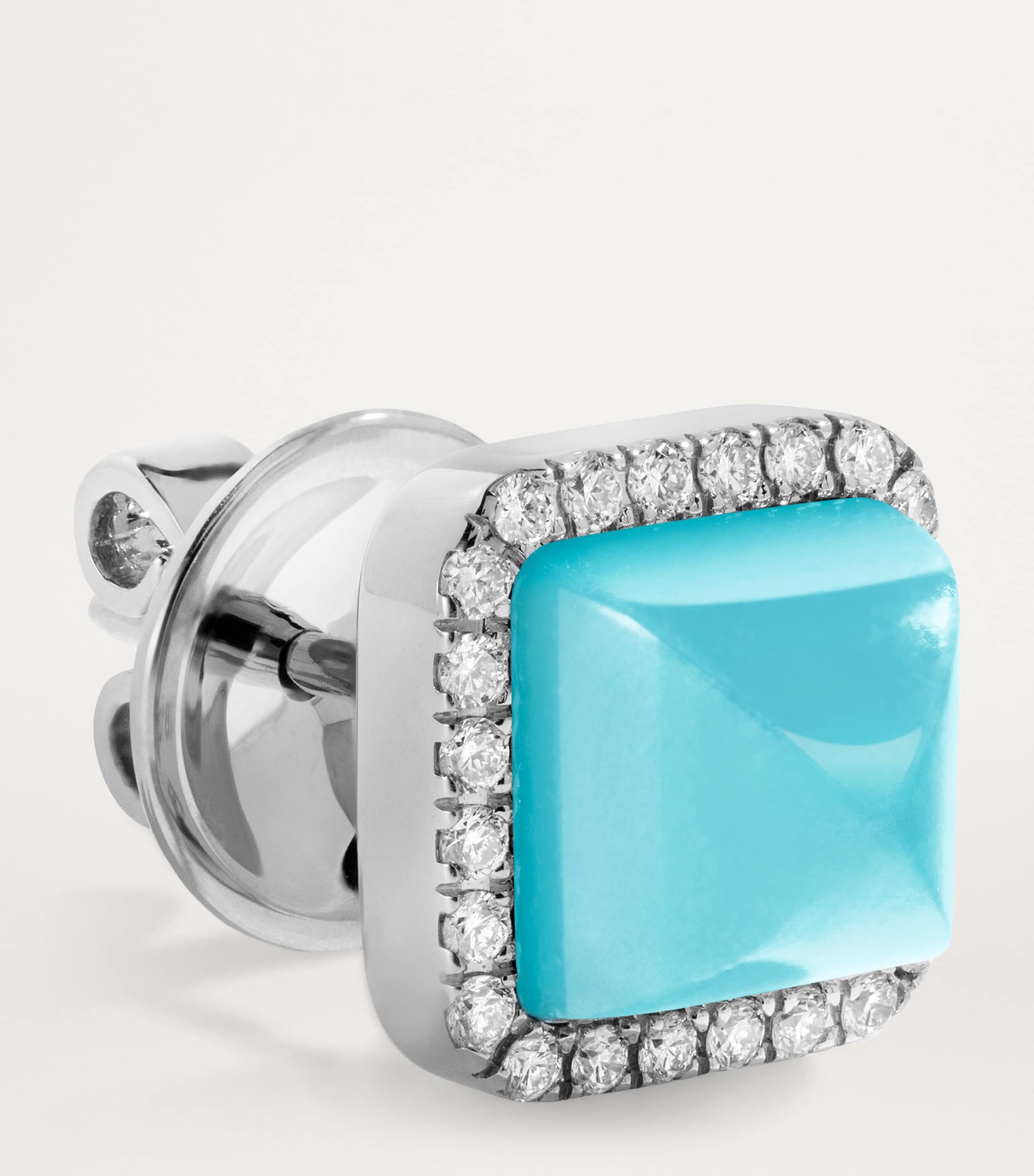 White Gold, Diamond and Chalcedony Cleo Pyramid Earrings WHITE GOLD Image 2