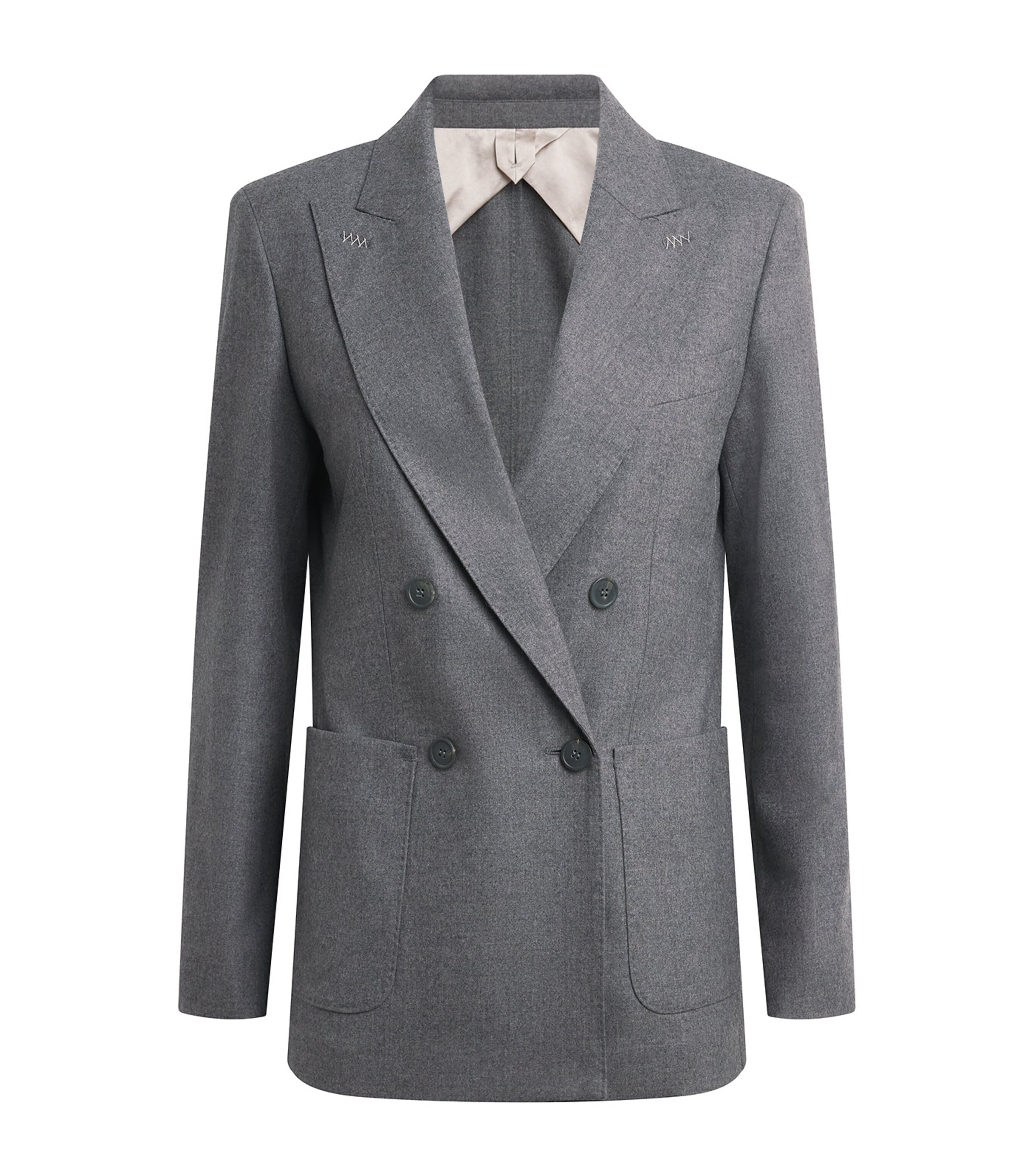 Max Mara Womens Cashmere Double-Breasted Blazer Medium Grey Image 1