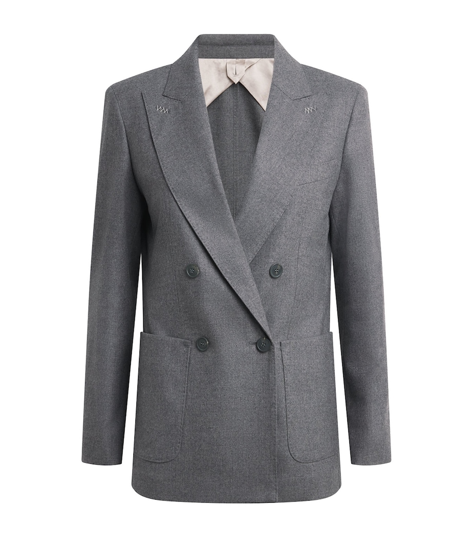 Max Mara Womens Cashmere Double-Breasted Blazer Medium Grey Image 1