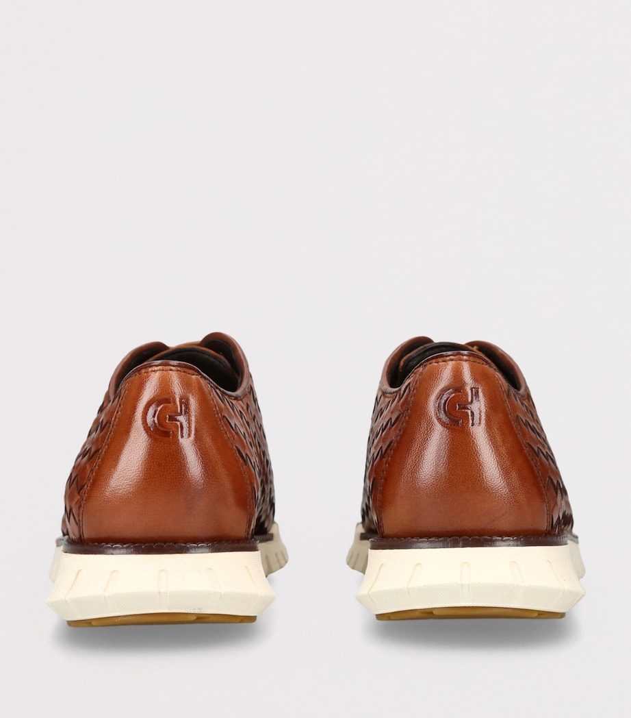 Woven Leather ZerøGrand Oxford Sneakers TAN Image 2
