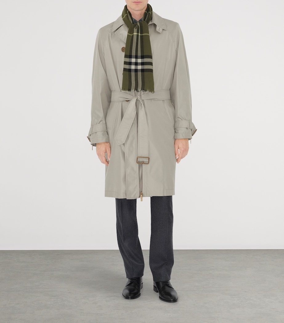 Wool Wide Check Scarf PEA GREEN Image 4