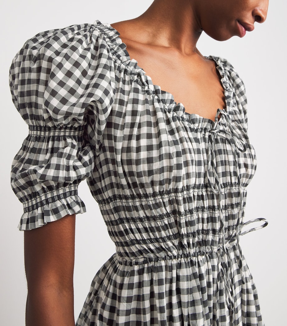 Organic Cotton Gingham Ischia Midi Dress NOIR GRETA GINGHAM Image 6