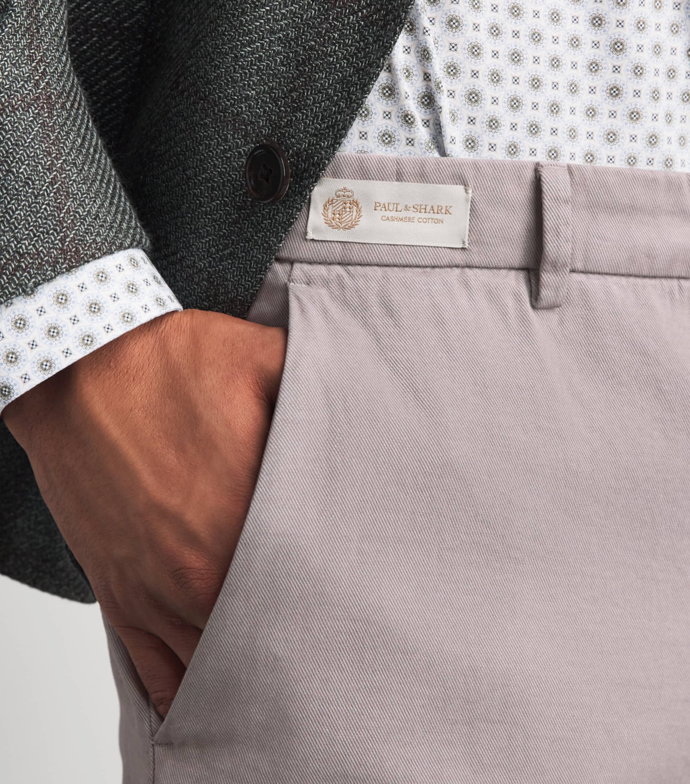 Paul & Shark Mens Cotton-Cashmere Straight Chinos Fungo Image 3