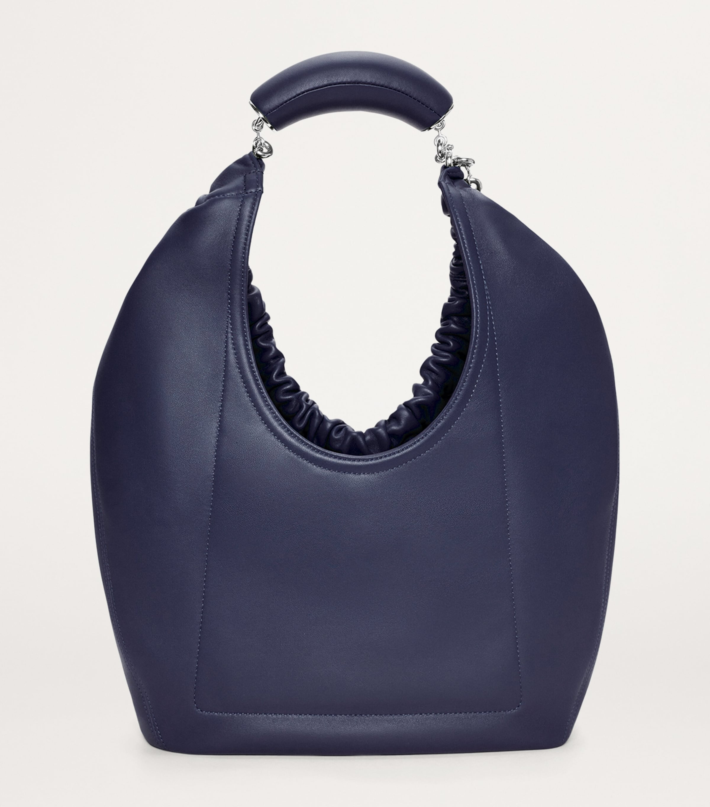 Medium Leather Squeeze Top-Handle Bag ABYSS BLUE Image 3