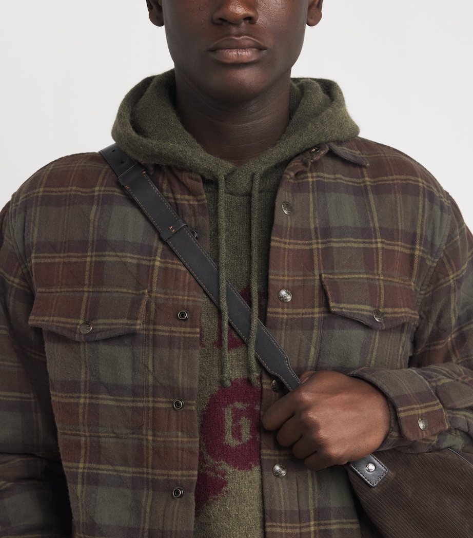 Cotton Check Overshirt GREEN Image 6