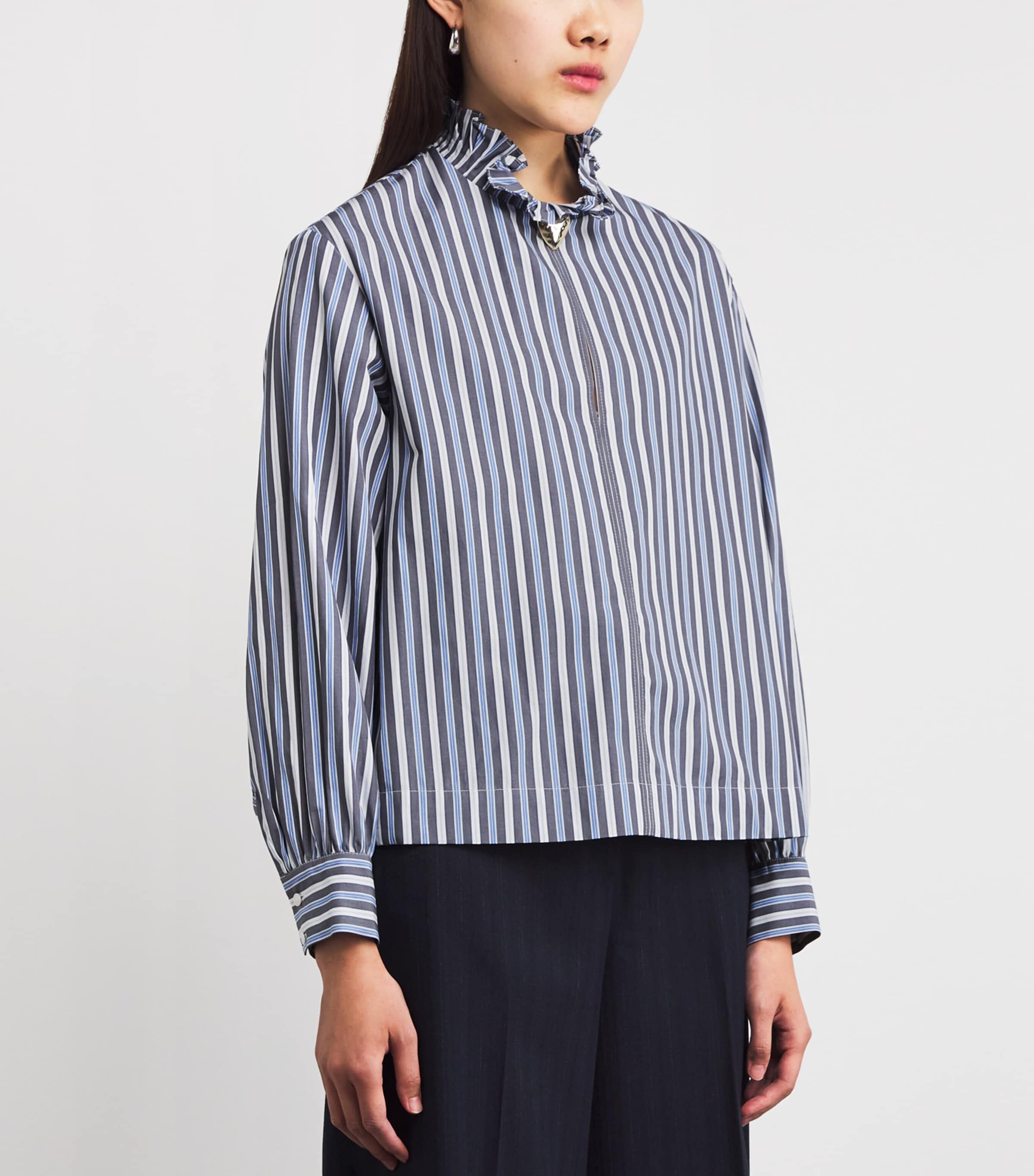 Stripe Victorian-Collar Blouse MULTICOLORED Image 3