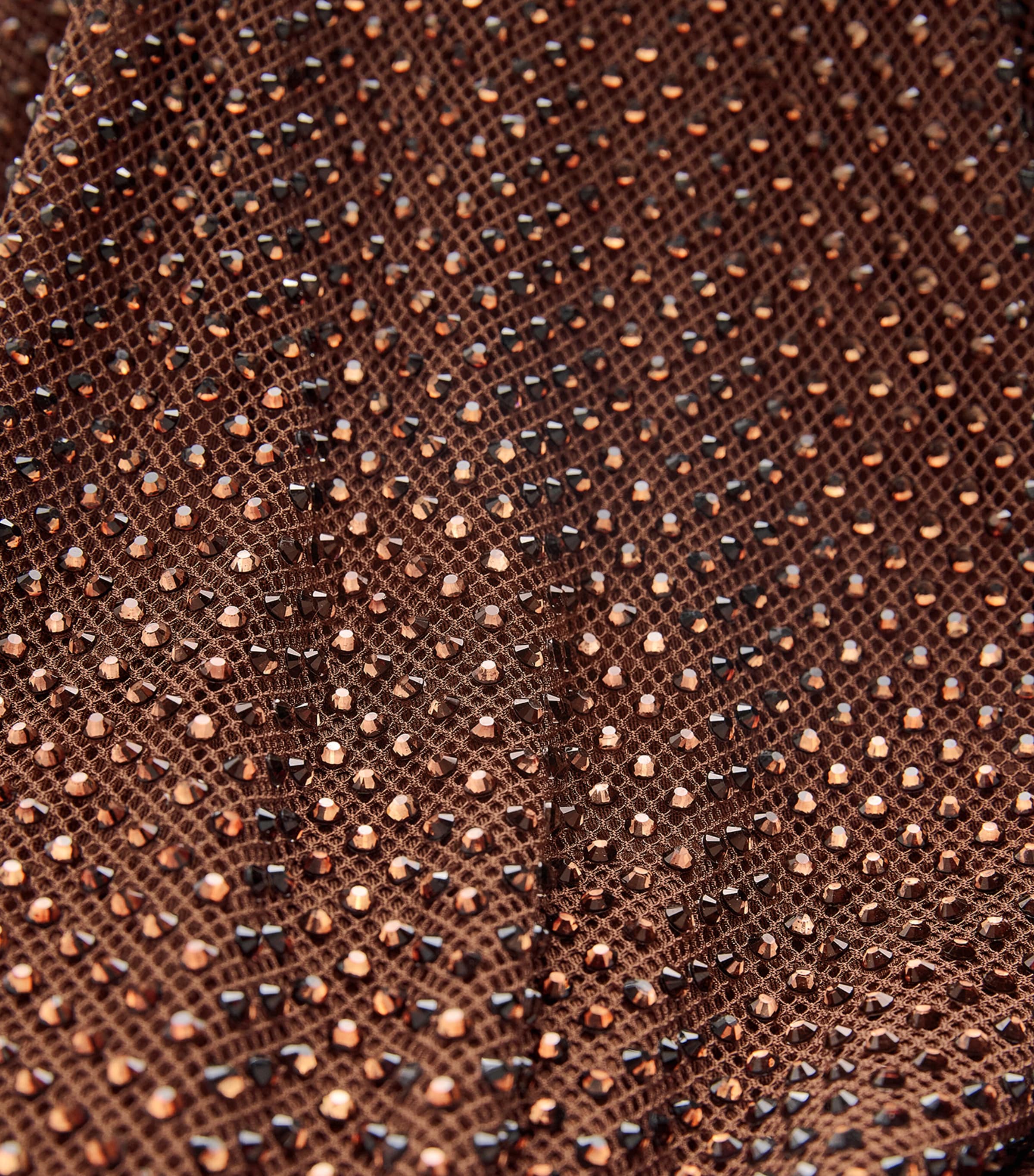 Mesh Rhinestone-Embellished Maxi Dress BROWN Image 5