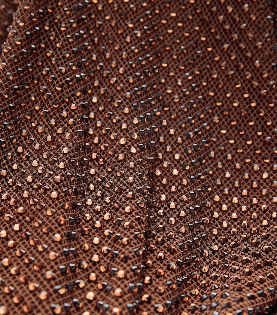 Mesh Rhinestone-Embellished Maxi Dress BROWN Image 5