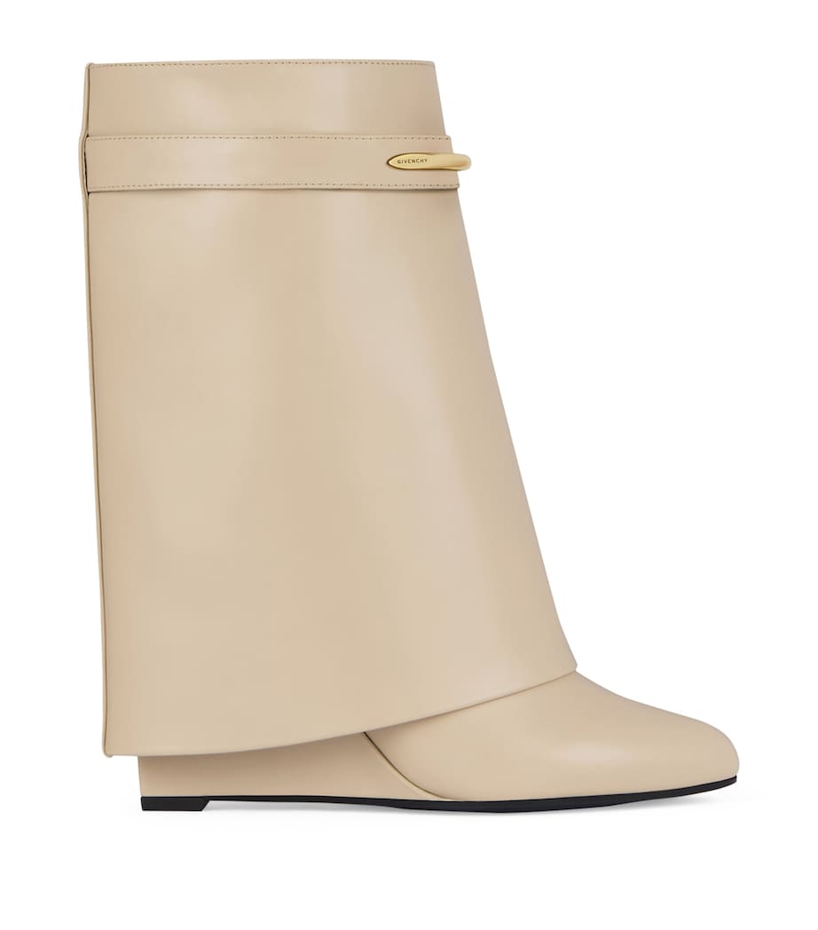 Leather Shark Ankle Boots 95 BEIGE Image 1