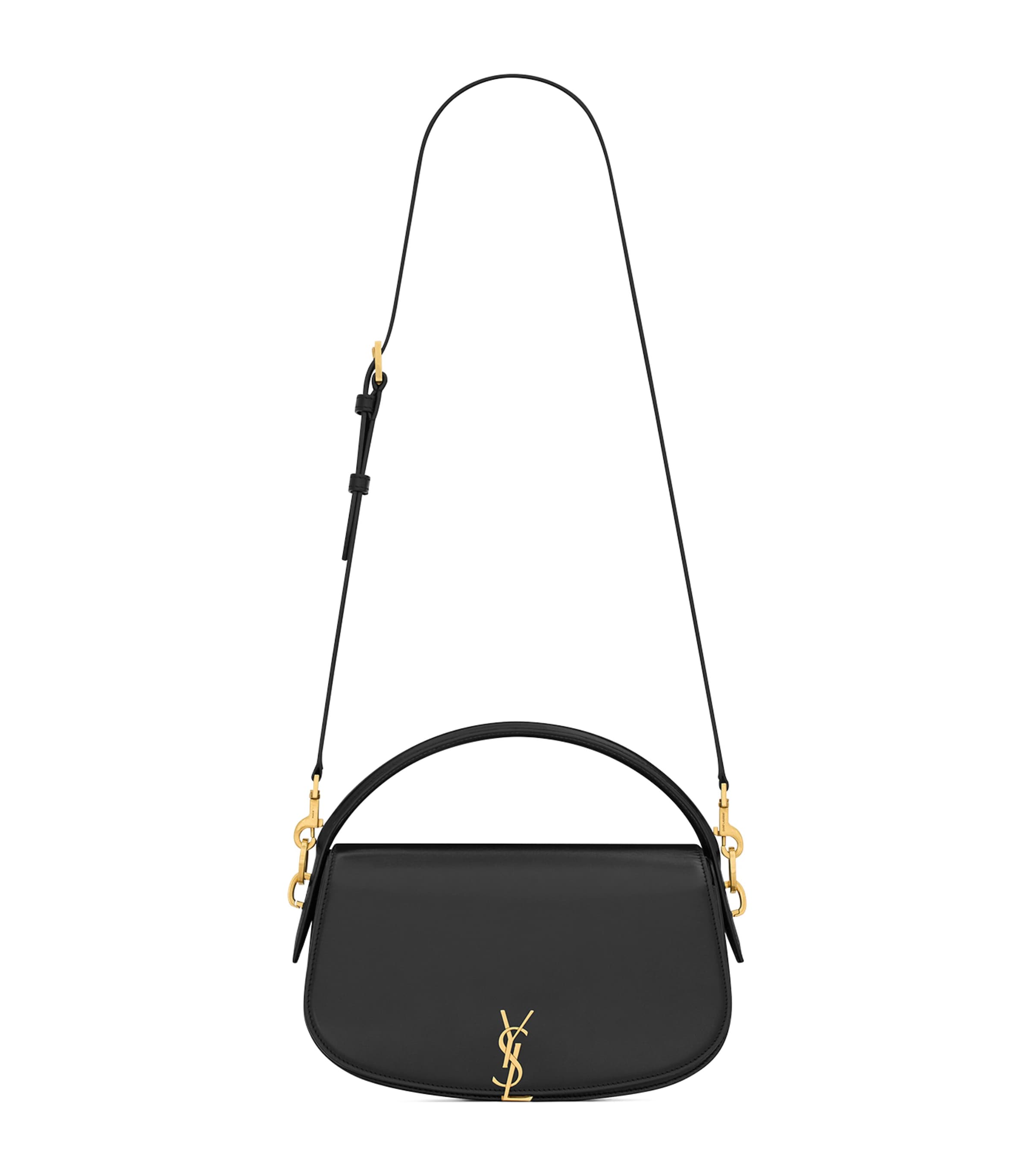 Shop Saint Laurent Calfskin New Voltaire Crossbody Bag In Black