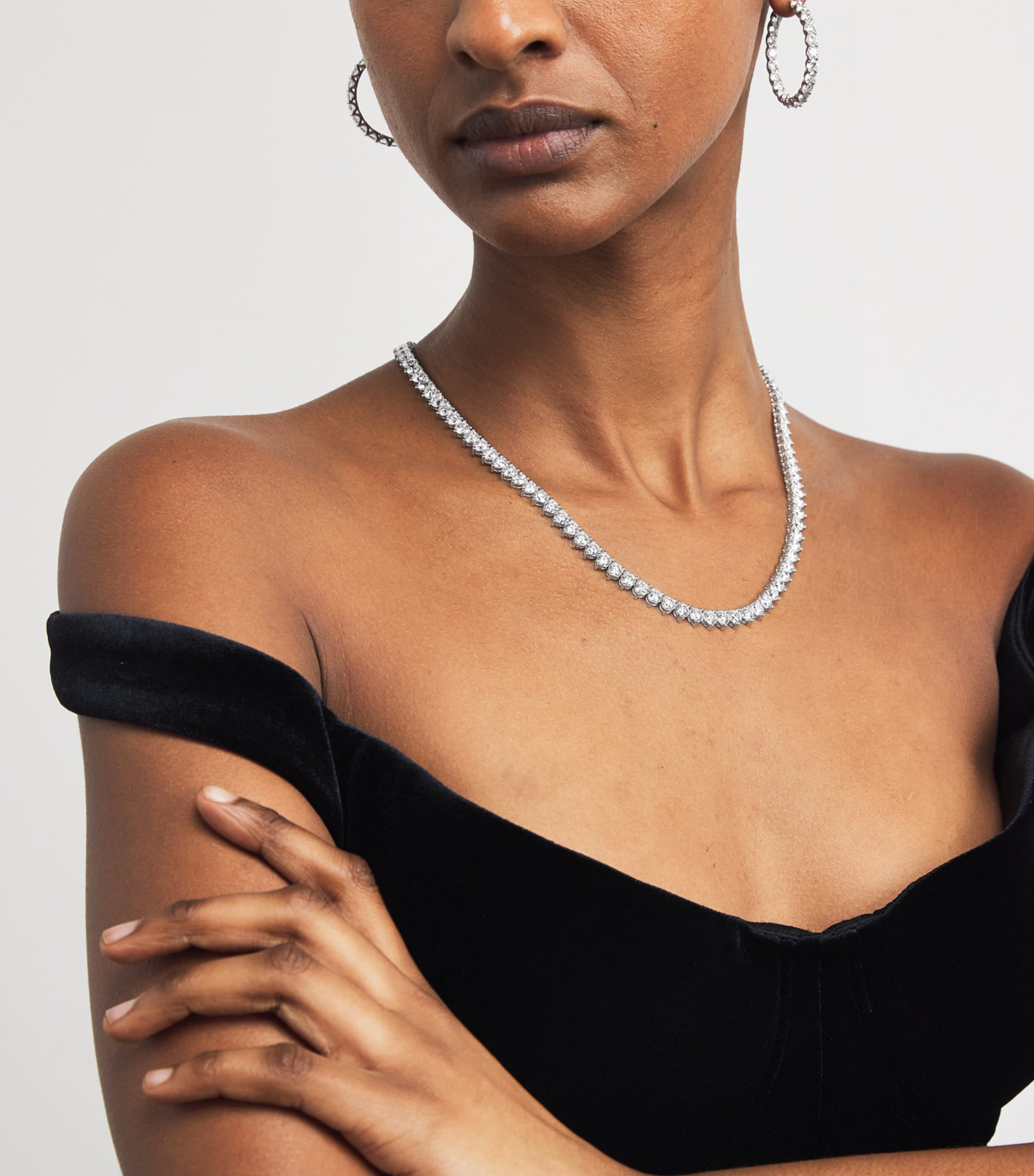 White Gold and Diamond Hoop Earrings (8.40ctw) WHITE GOLD Image 5