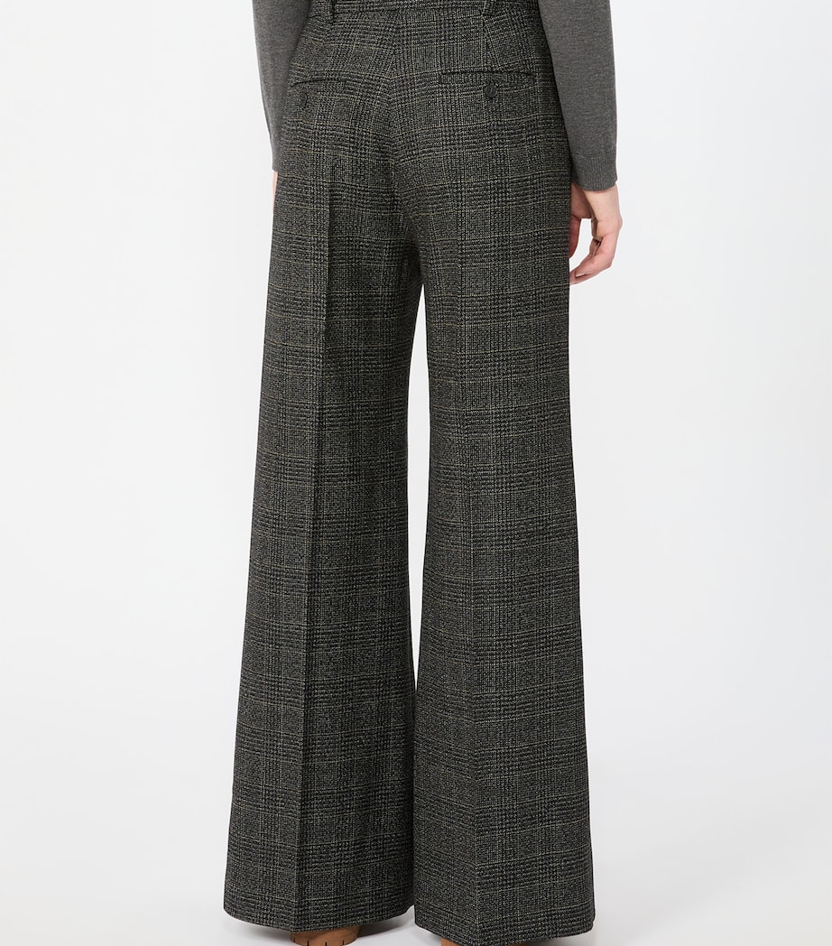Weekend Max Mara Womens Virgin Wool Check Flared Trousers Dark Grey Image 4