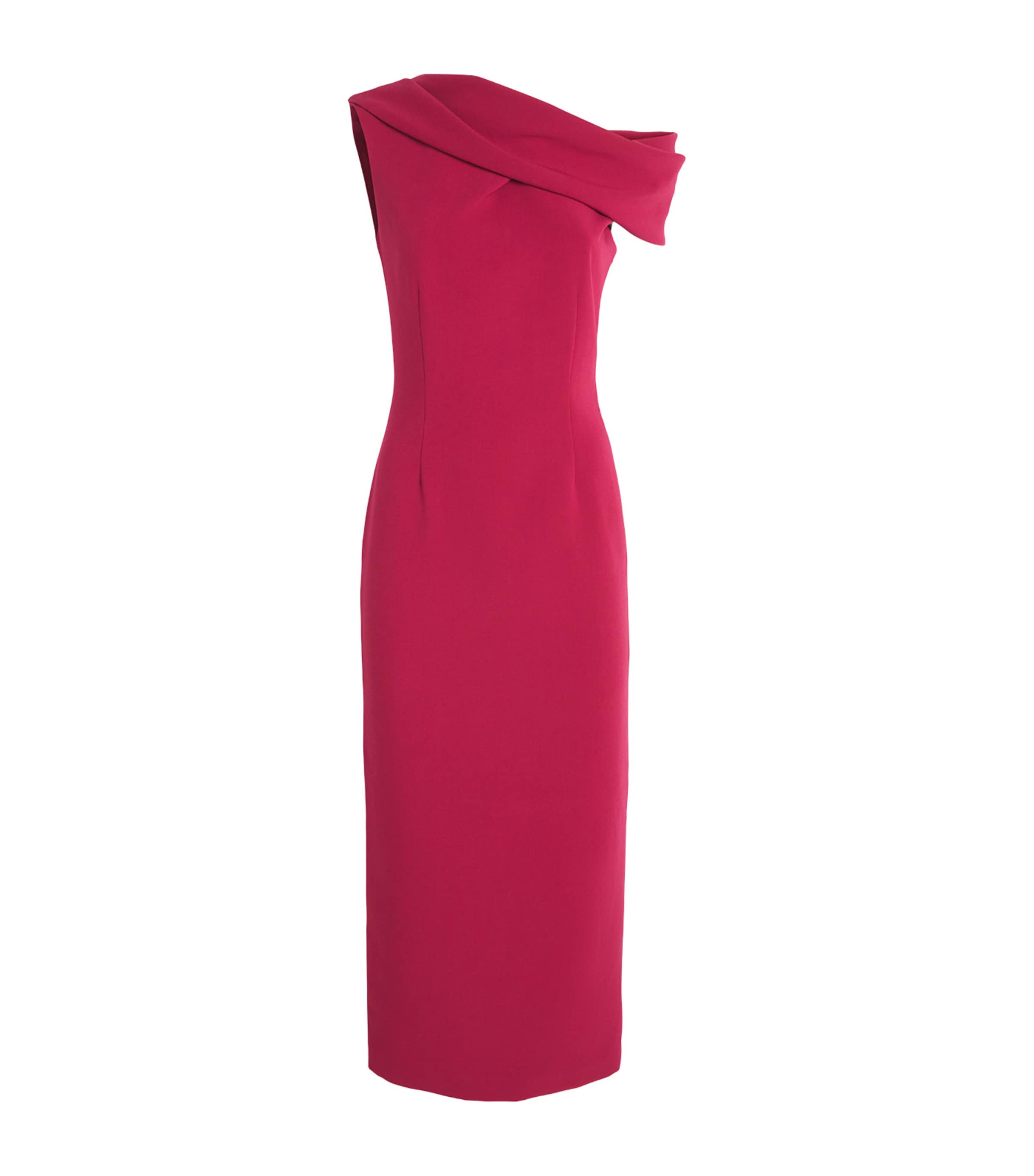 Roland Mouret Womens Asymmetric Midi Dress Dark Pink Image 1