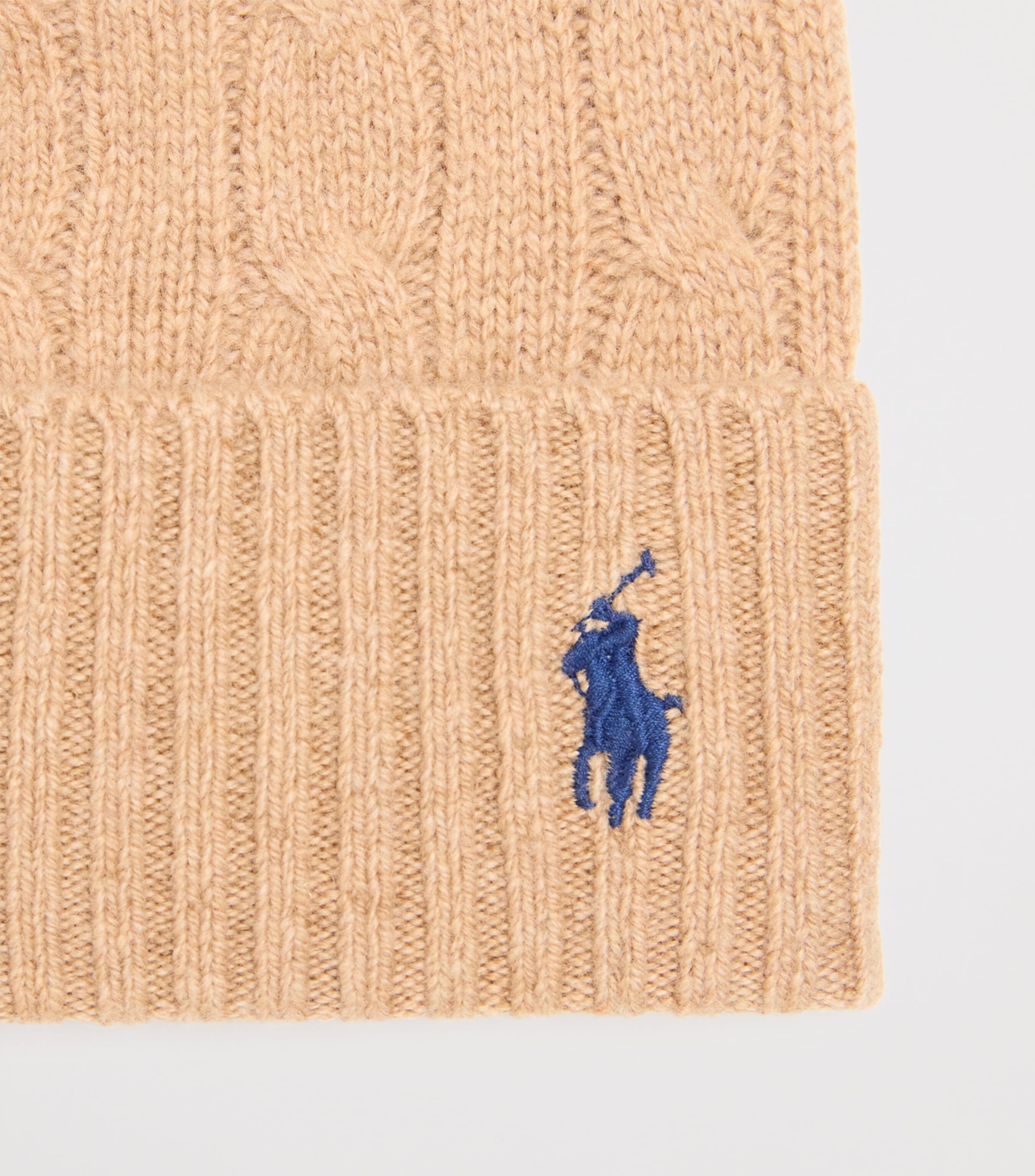 Wool-Cashmere Polo Pony Beanie CAMEL Image 3
