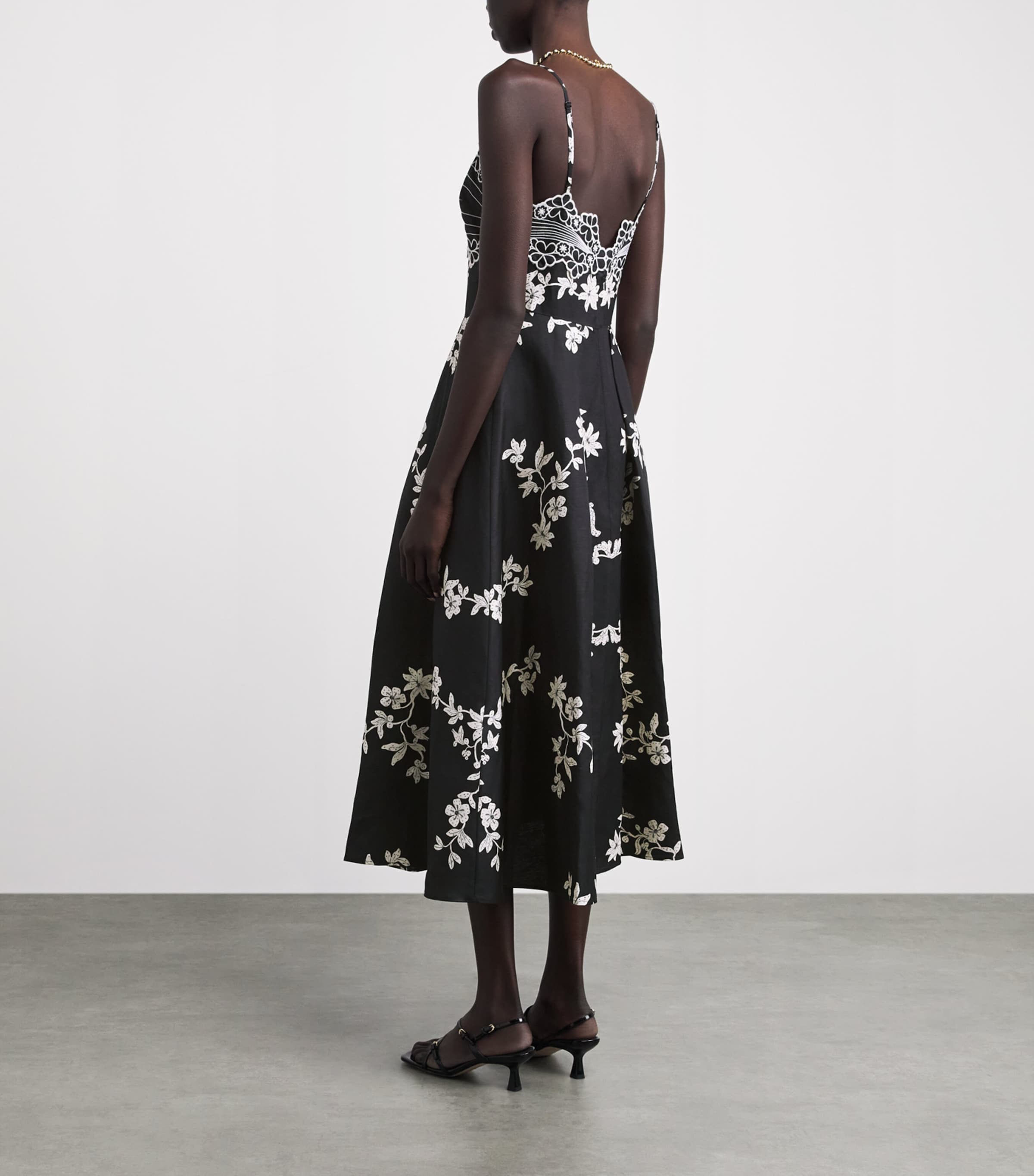 Claudie Pierlot Womens Embroidered Floral Midi Dress Dark Print Image 4