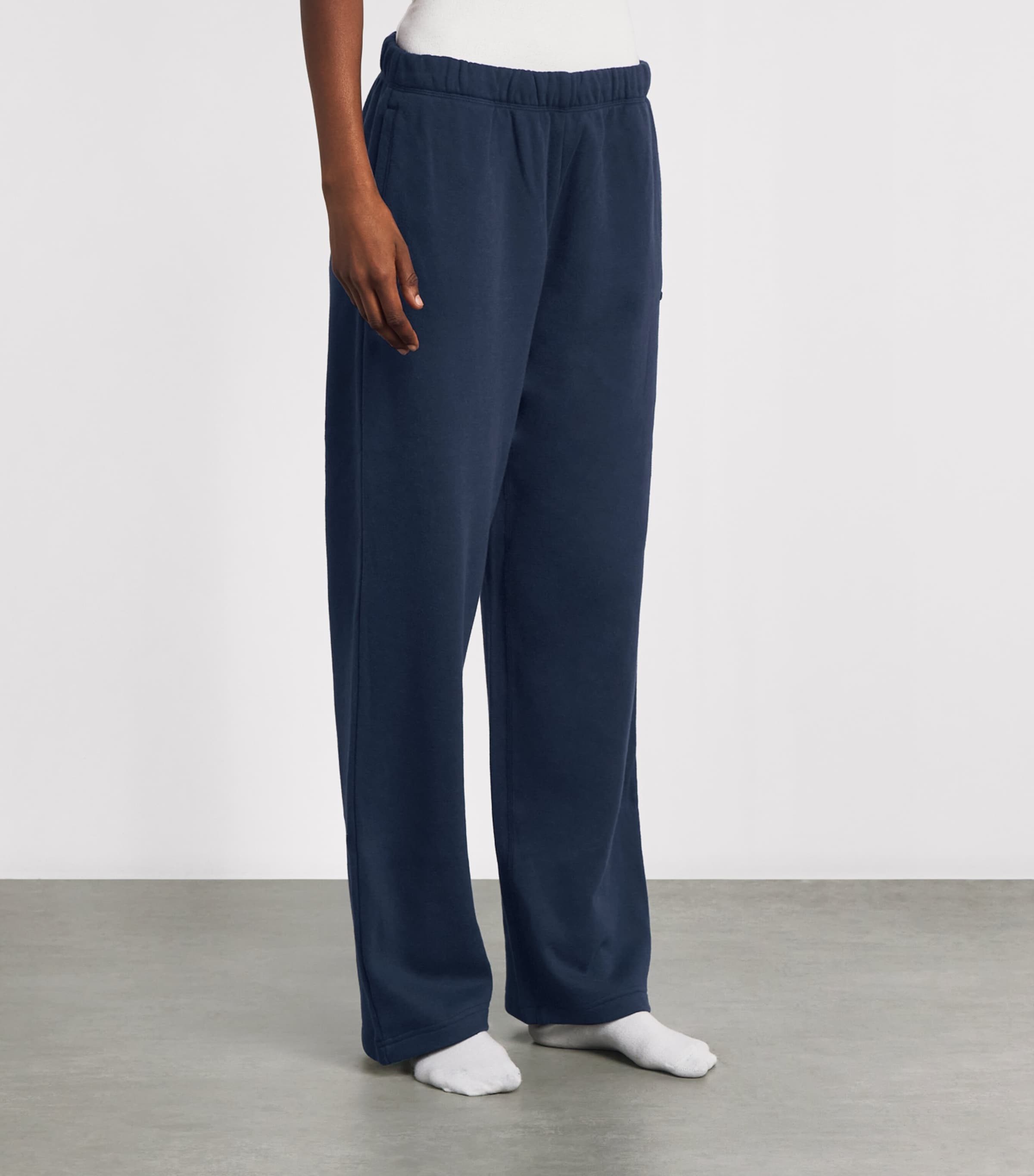 Skims Womens Cotton-Blend Fleece Straight Sweatpants Navy Image 4