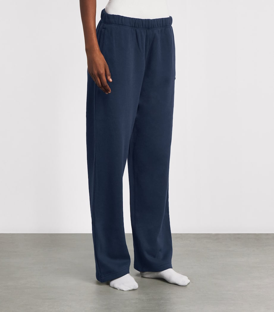 Skims Womens Cotton-Blend Fleece Straight Sweatpants Navy Image 4
