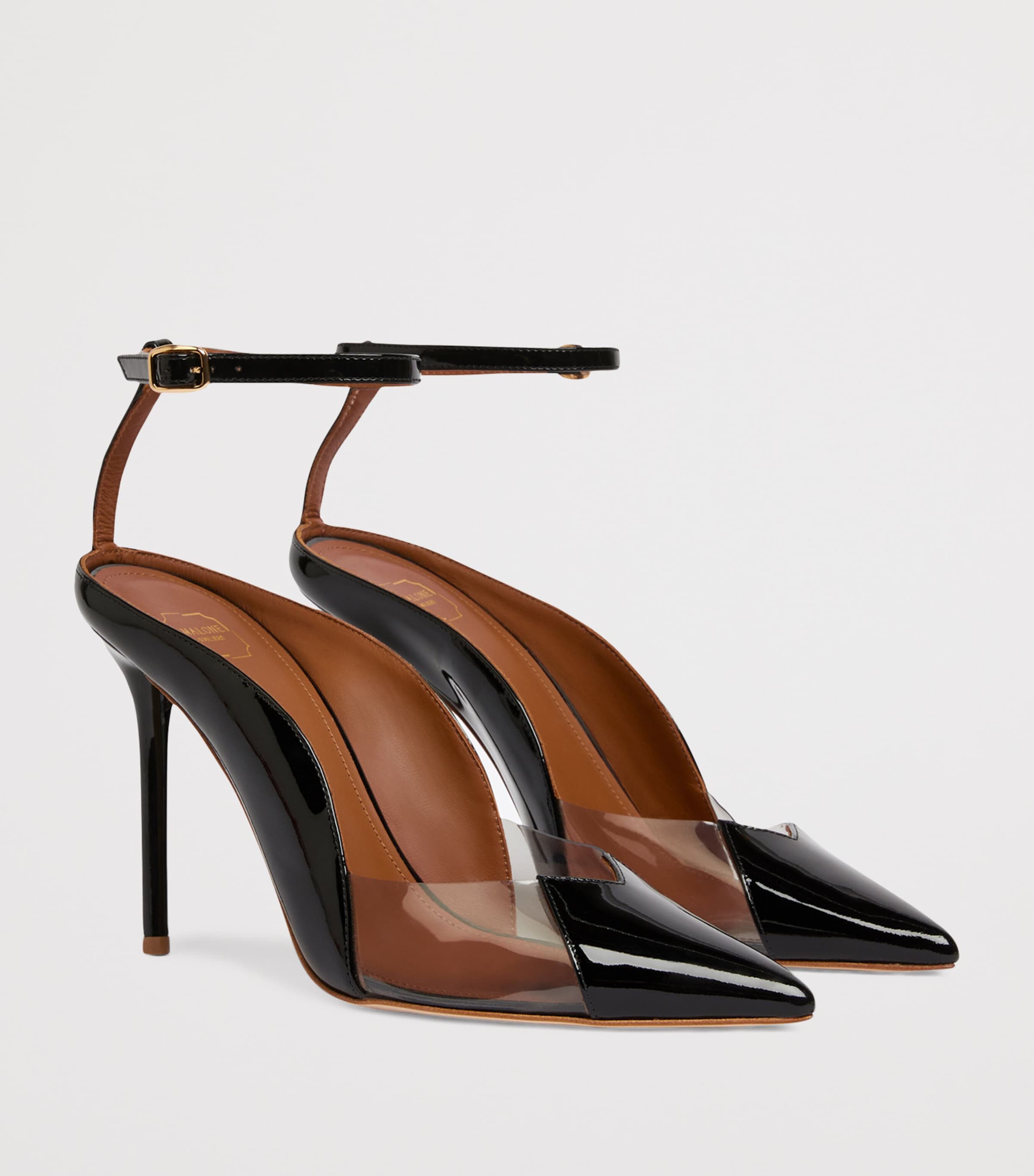 Leather-PVC Malia Heeled Pumps 100 BLACK Image 2