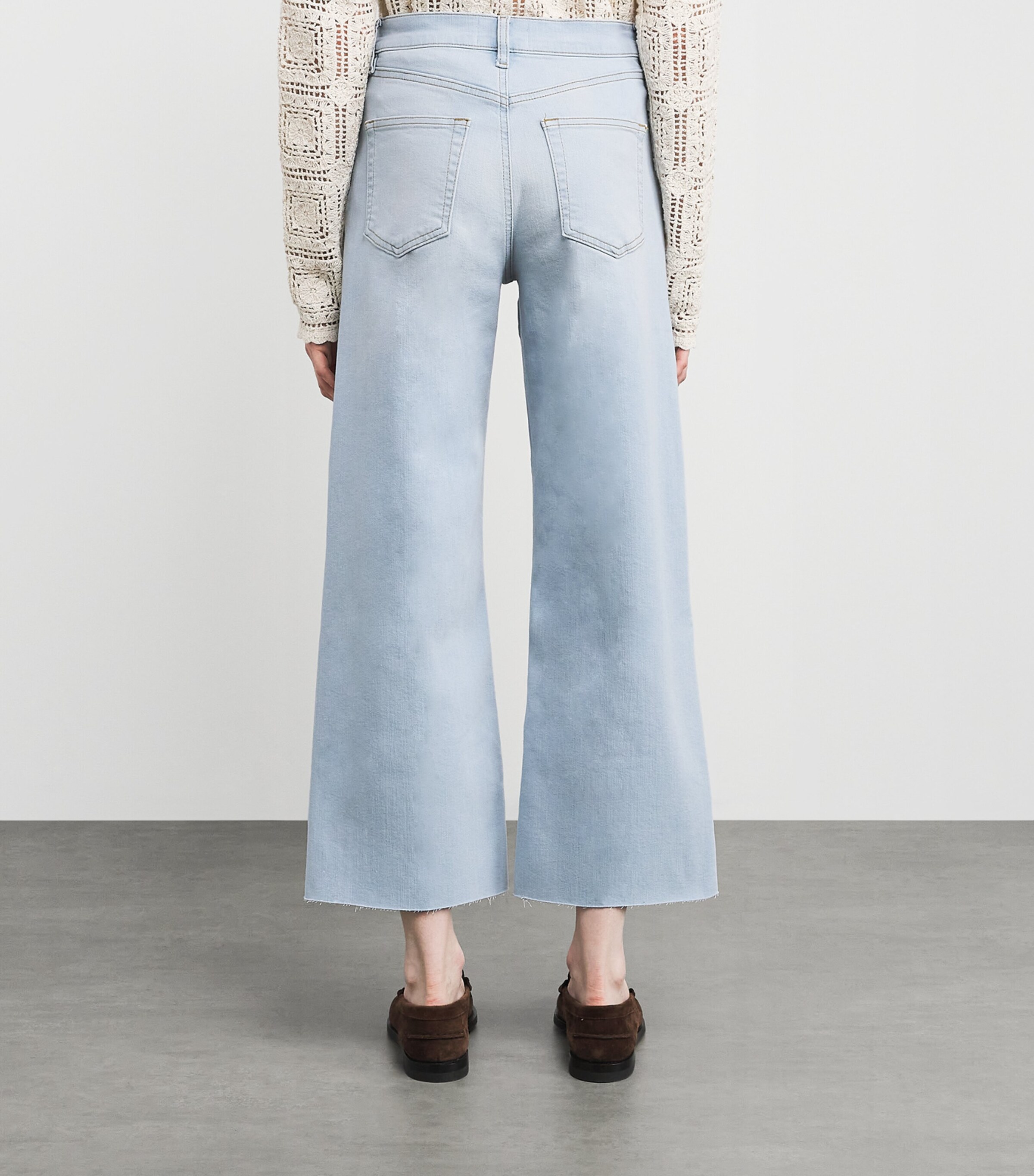 FRAME Womens The Anchor Wide-Leg Jeans Float Raw Fray Image 4