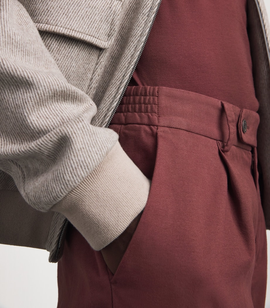 Colombo Mens Pleated Straight Chinos Wine Image 3