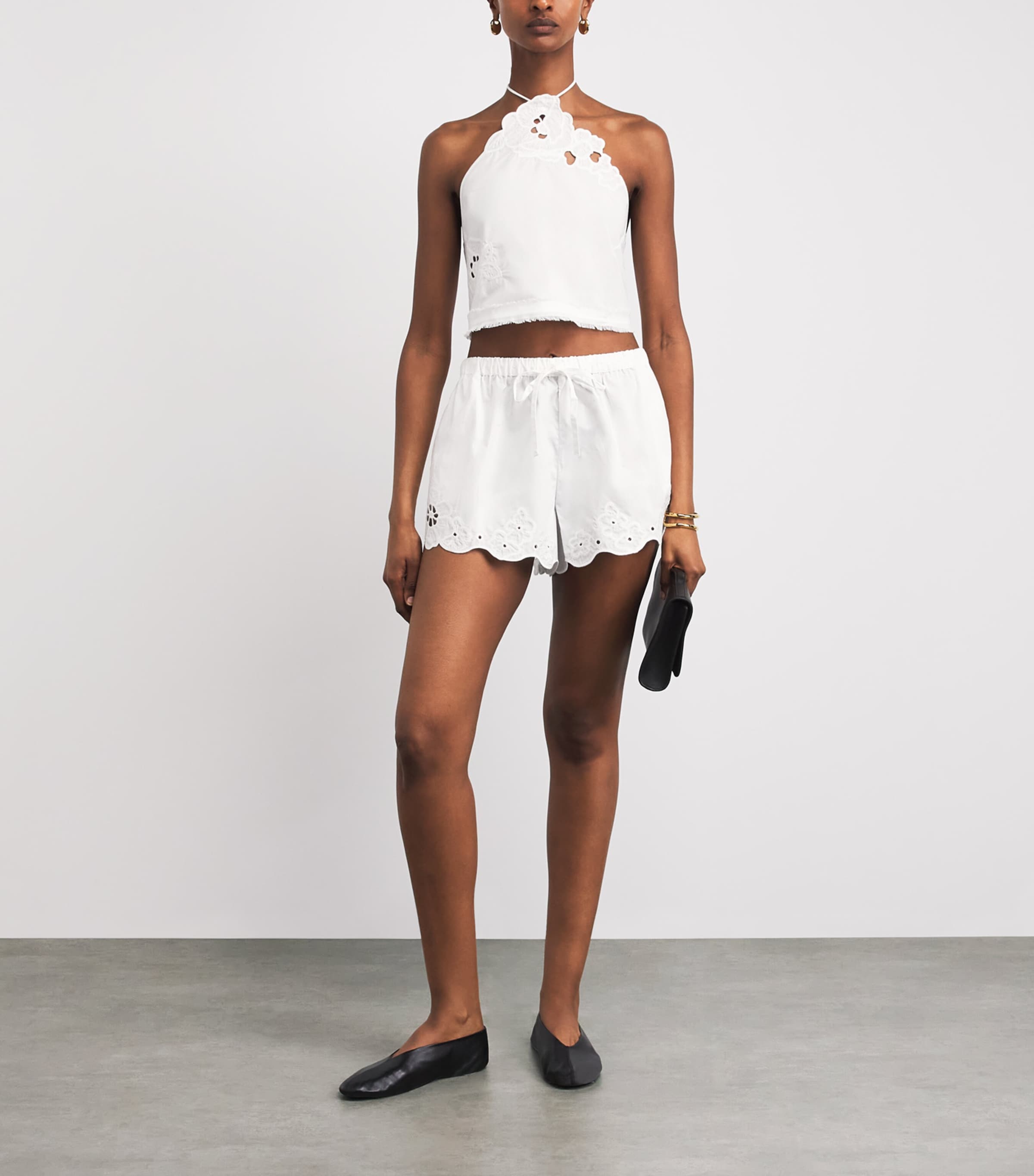 SIR. Womens Cotton Klara Drawstring Shorts Ivory Image 2