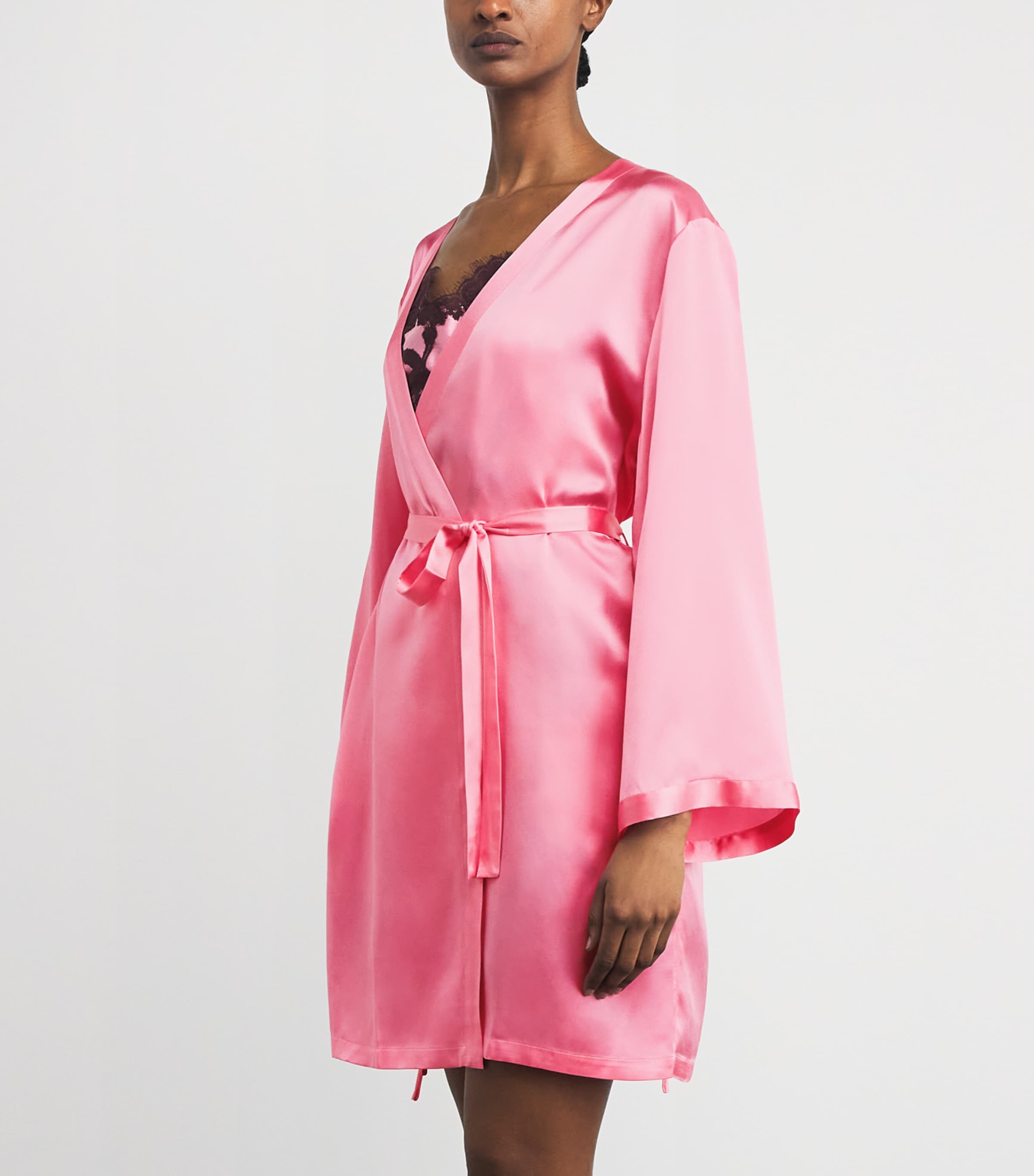 Marjolaine Womens Silk Robe Blush Image 4