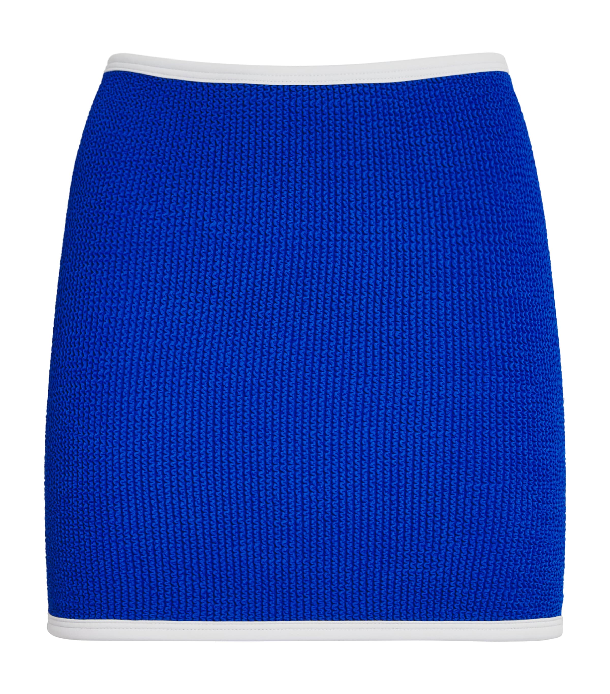 Hunza G Devyn Convertible Two-tone Seersucker Swim Skirt In Blue