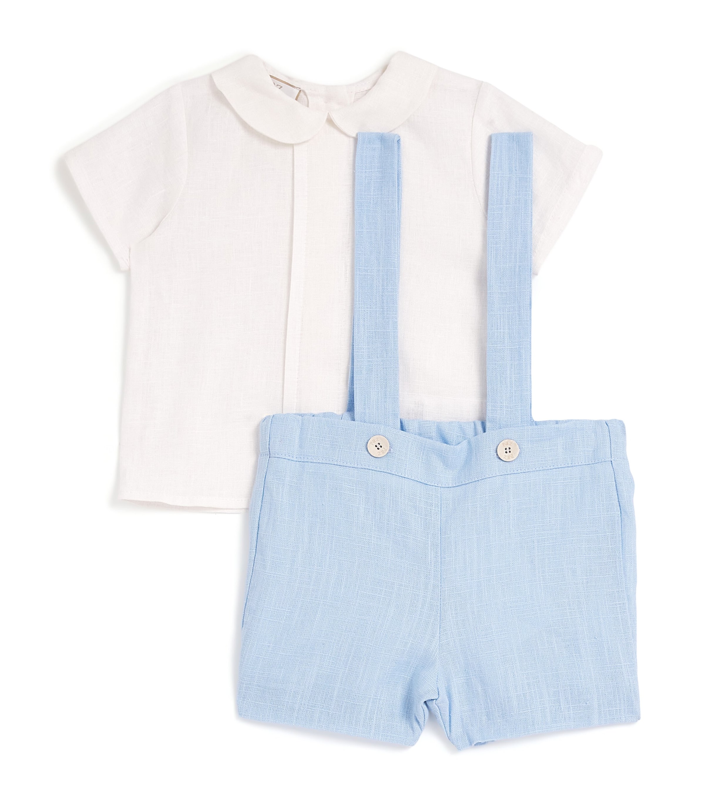 Linen Ceremonia Shirt and Shorts Set (6 Months - 4 Years) 0180 WHITE/BLUE Image 1