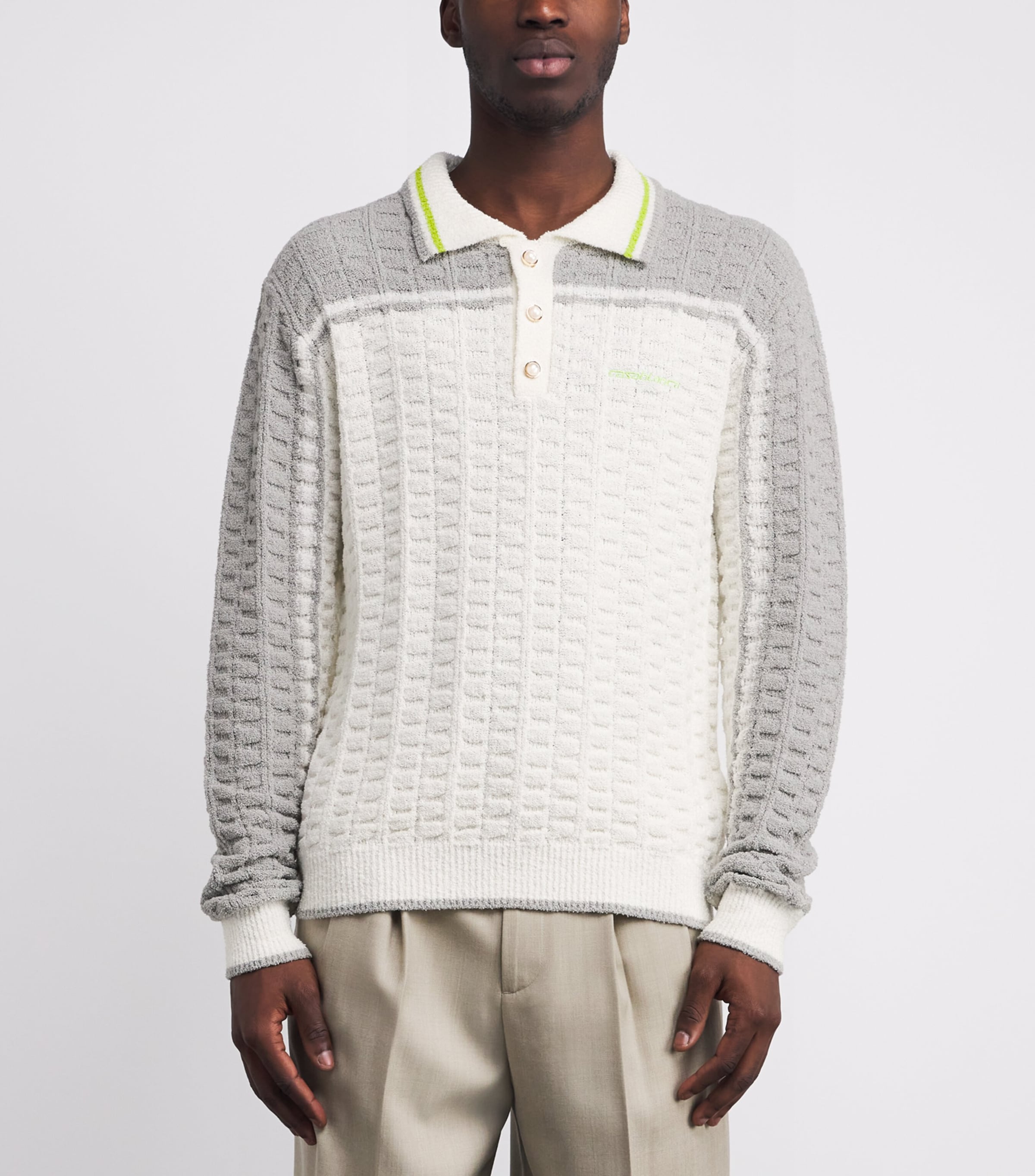 Cotton-Blend Bouclé Polo Shirt WHITE Image 3