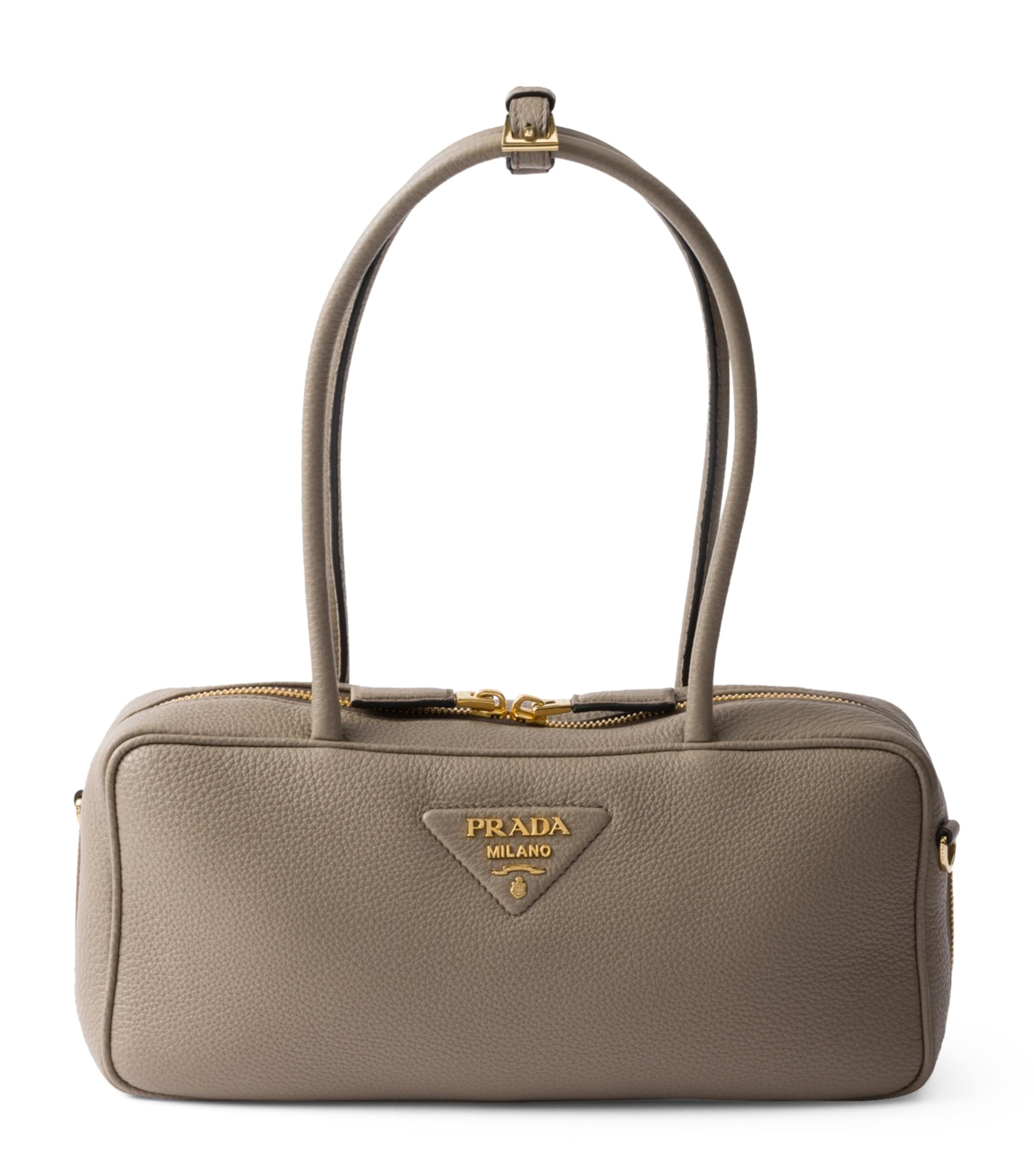Prada Daino Soft Leather Shoulder Bag In F0jds Argilla 1