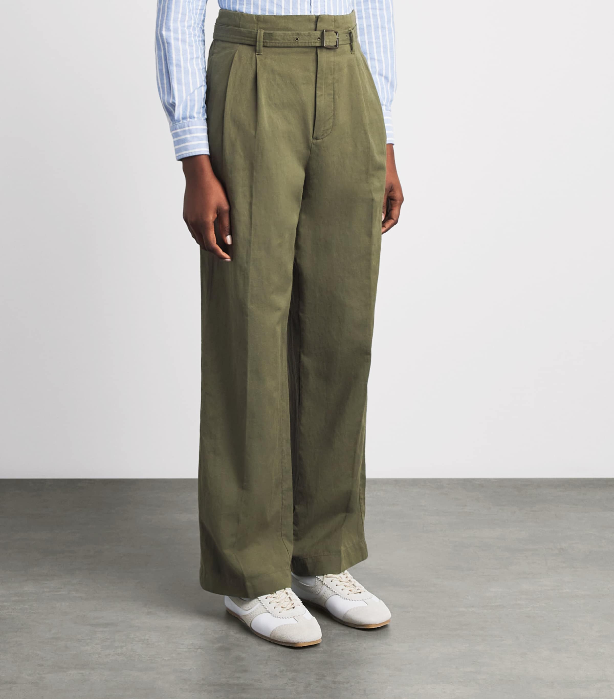 Polo Ralph Lauren Womens Woven Belted Trousers Olive Image 4