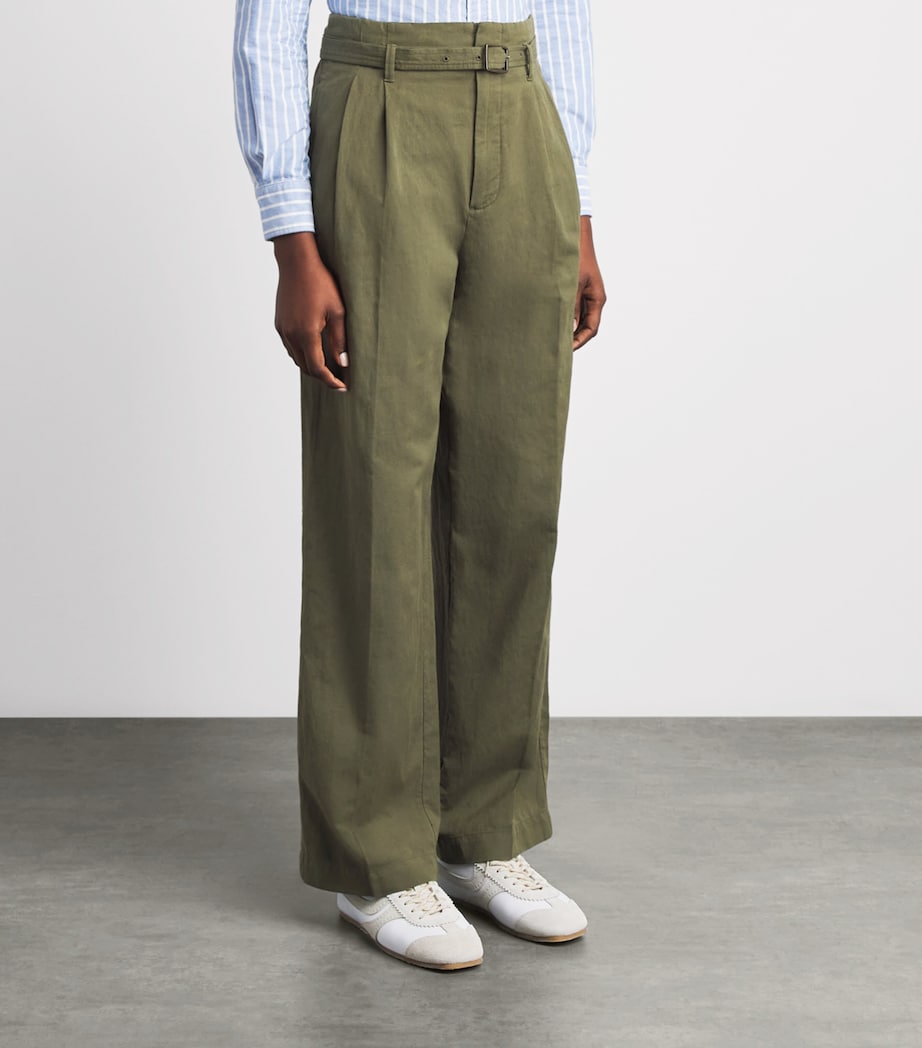 Polo Ralph Lauren Womens Woven Belted Trousers Olive Image 4