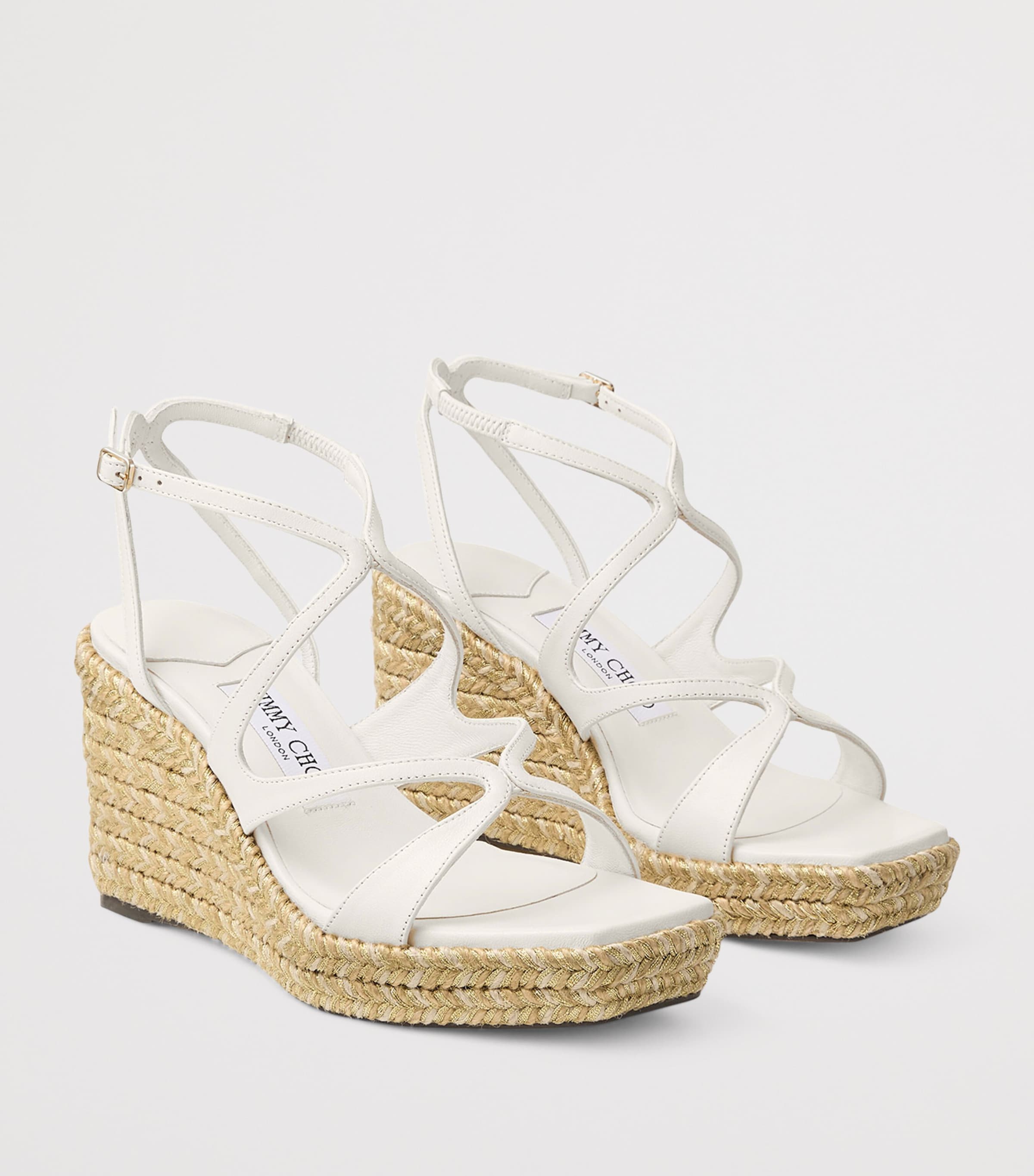 Jimmy Choo Ayla 85 Leather Wedge Sandals Latte Image 4