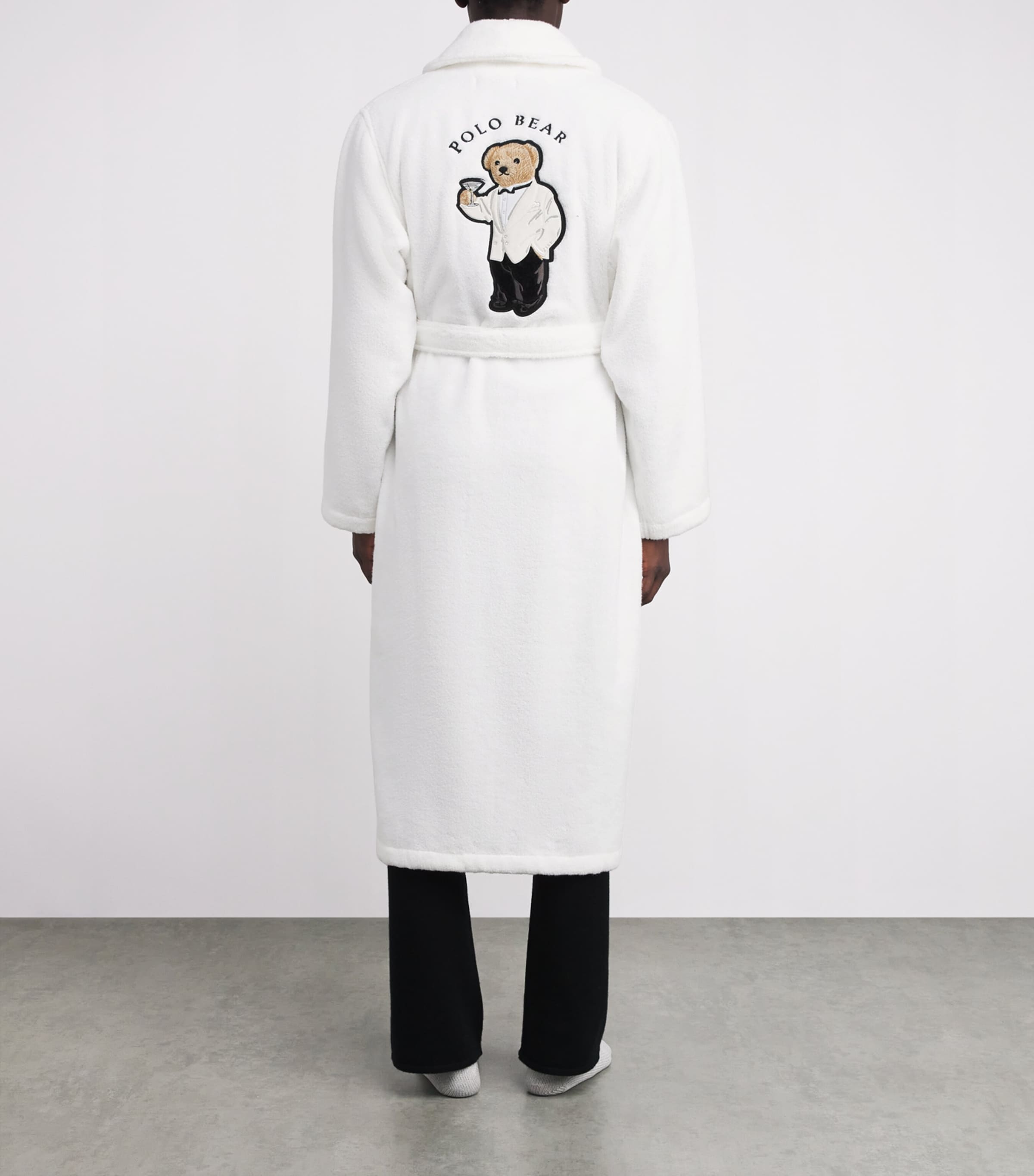 Cotton Terry Polo Bear Robe WHITE Image 4
