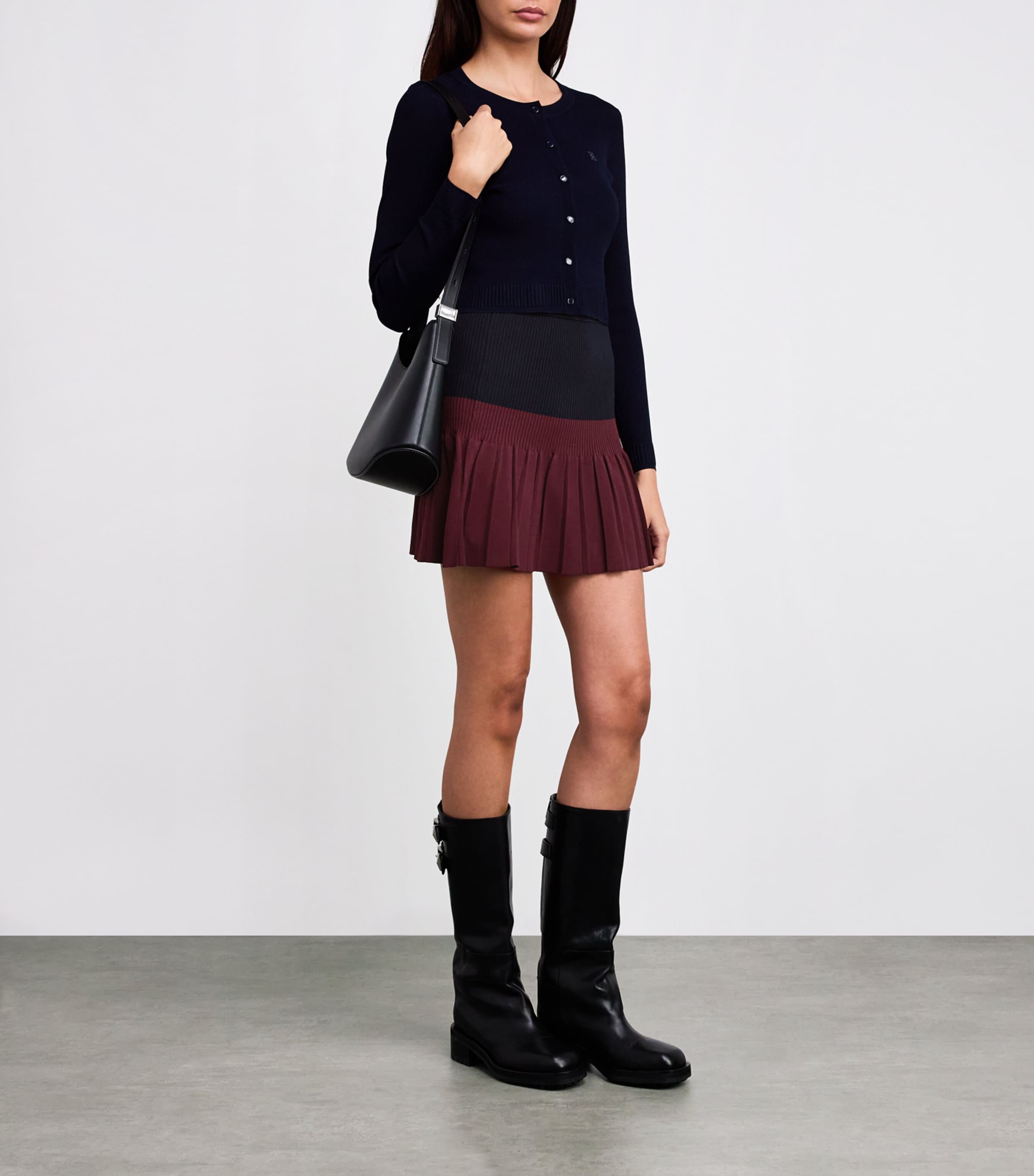 Knitted Pleated Mini Skirt NAVY BLUE Image 2