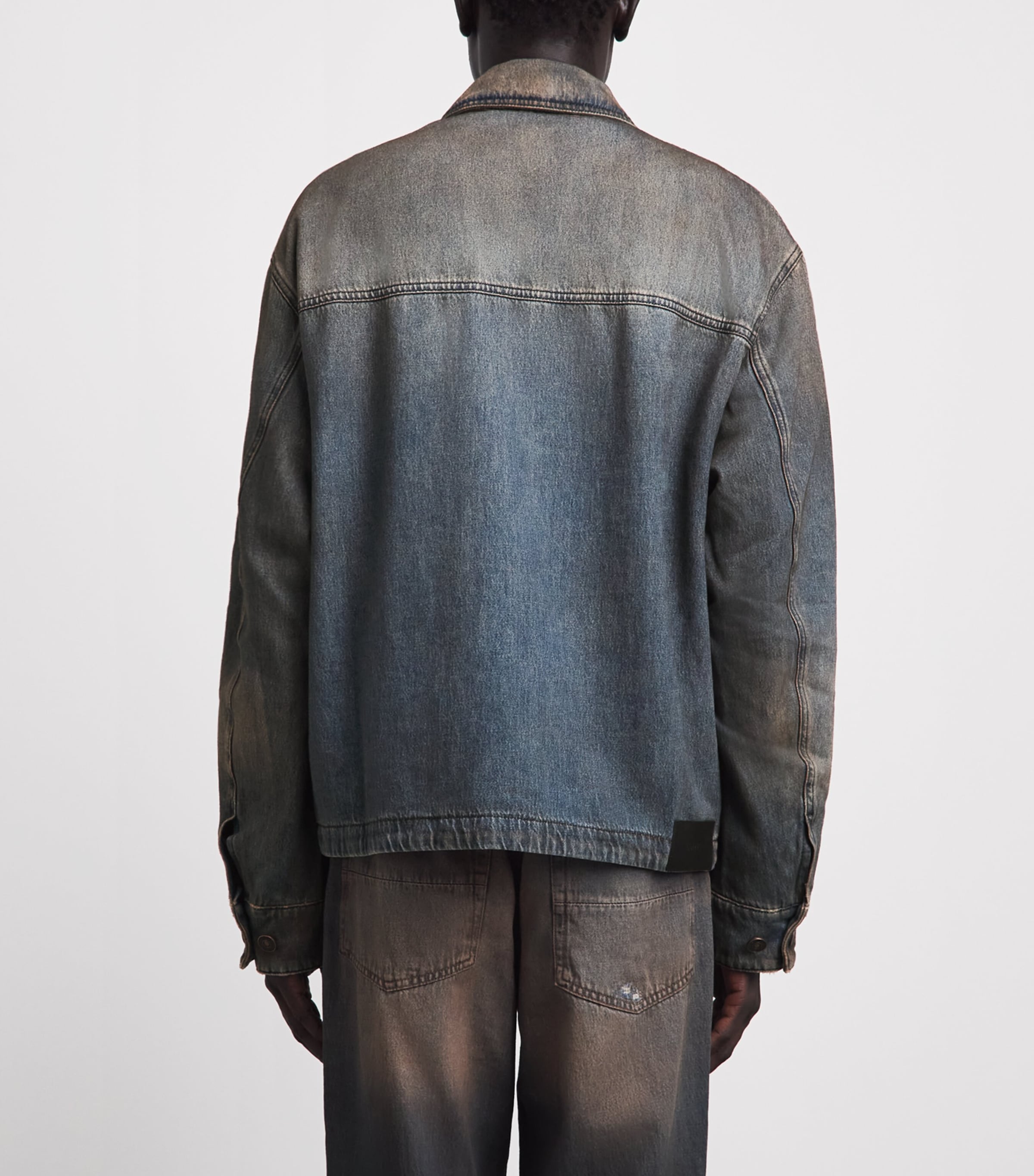 AMIRI Mens Lea Bones Denim Jacket Dark Dust Image 5