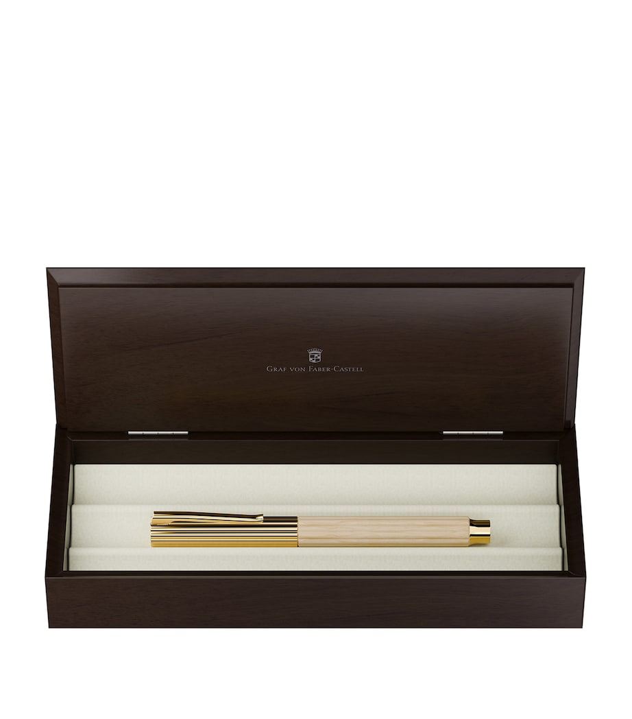 Gold-Trim Hornbeam Wood Bloom Rollerball Pen GOLD Image 8